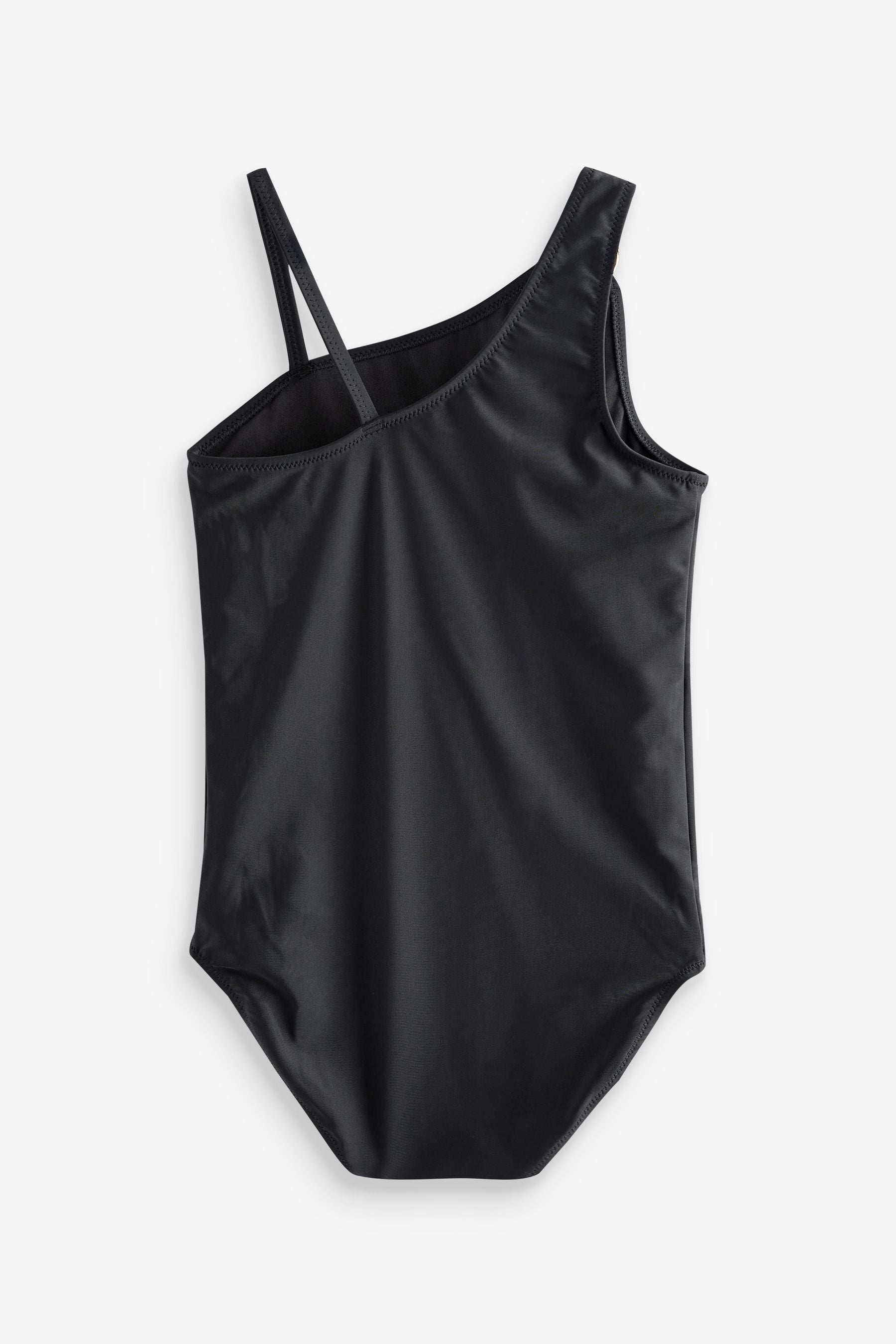 Black One Shoulder Swimsuit (7-16yrs)