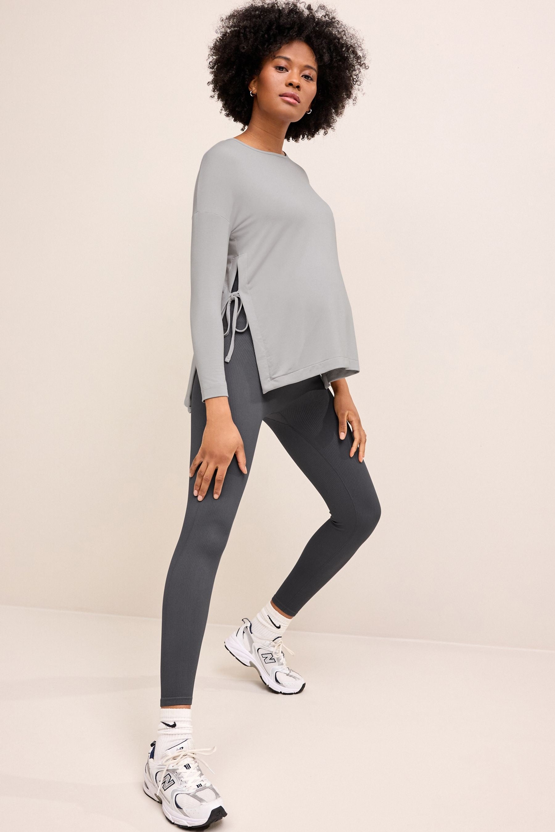 Grey Side Tie Maternity T-Shirt