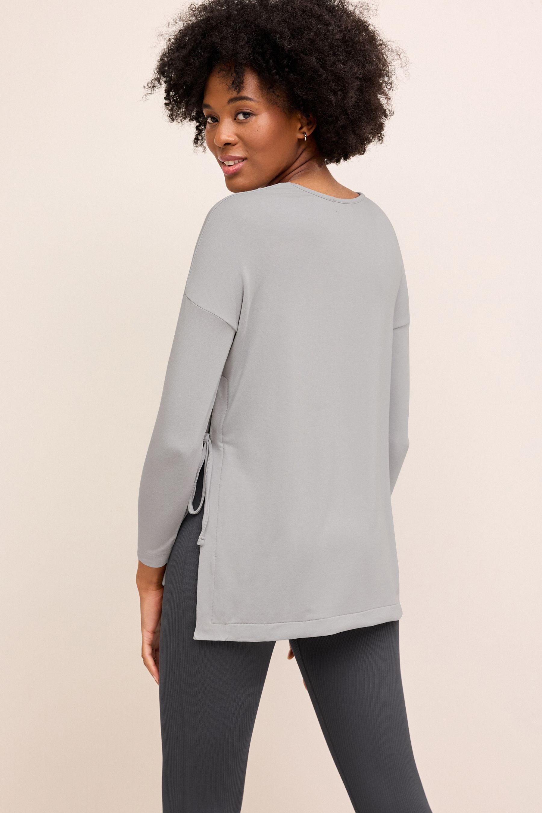 Grey Side Tie Maternity T-Shirt