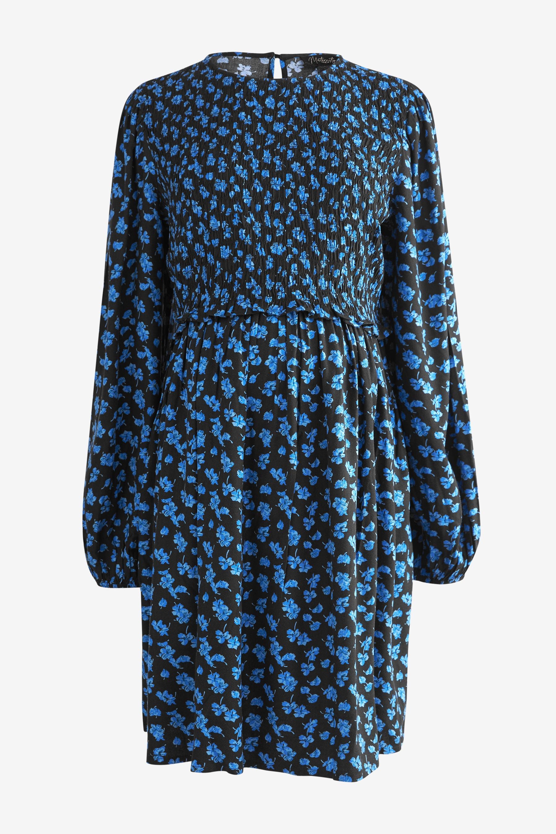 Blue Floral Maternity Nursing Dress