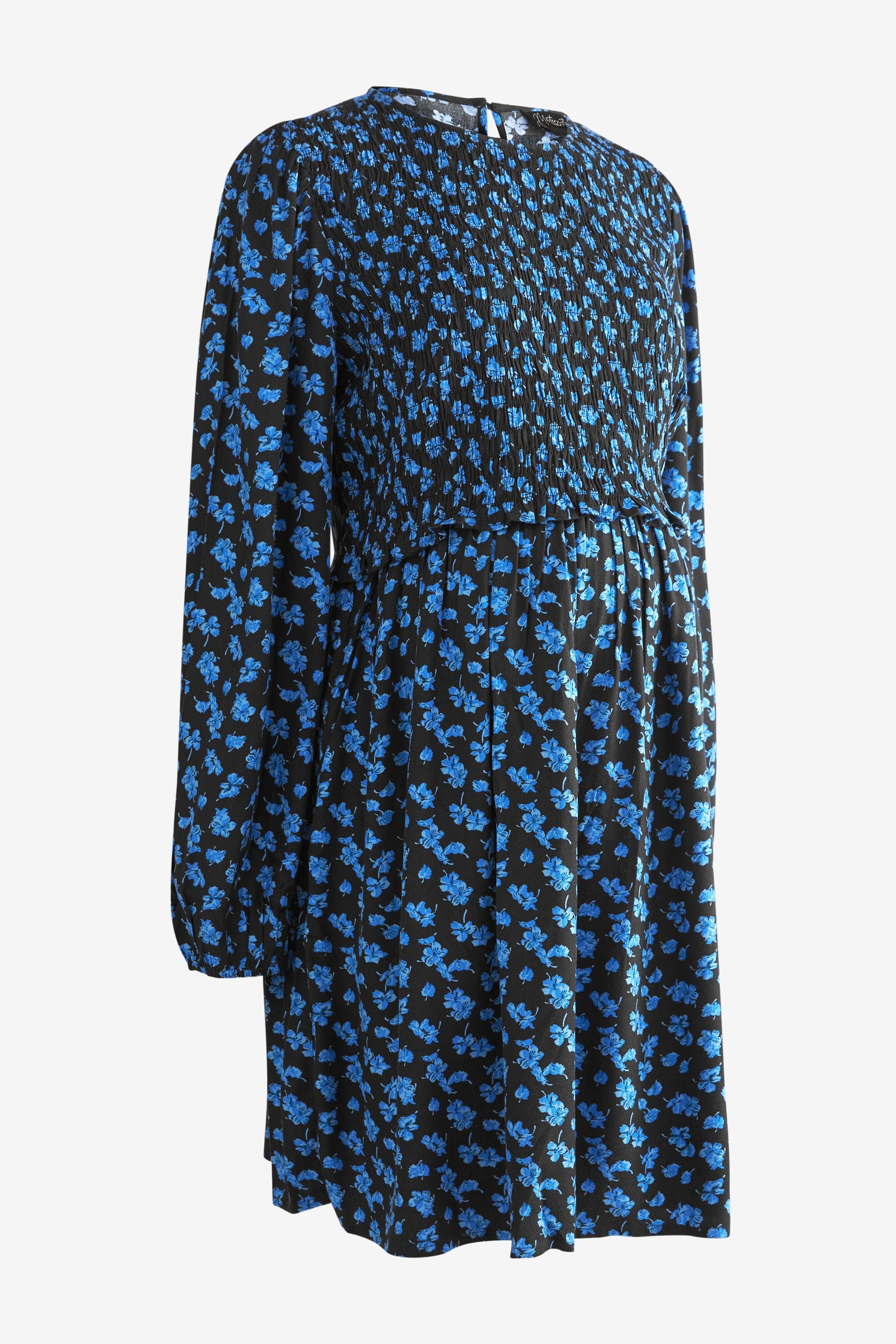 Blue Floral Maternity Nursing Dress