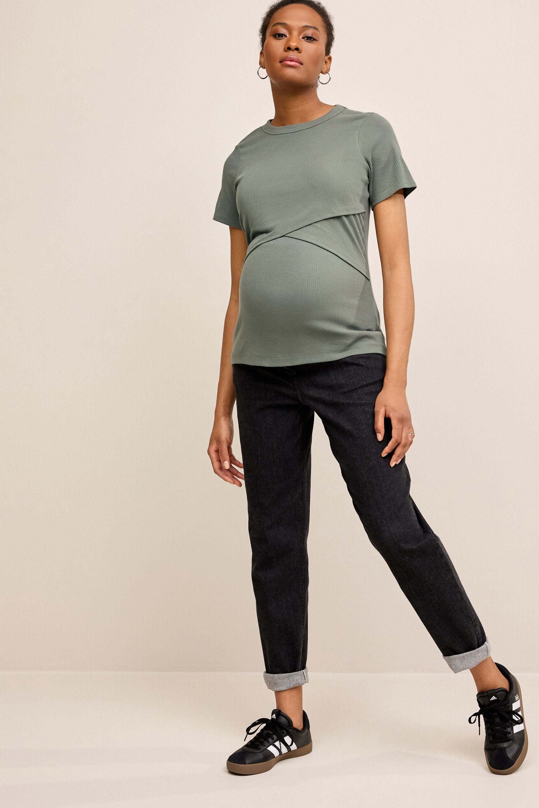 Khaki Green Maternity Nursing T-Shirt