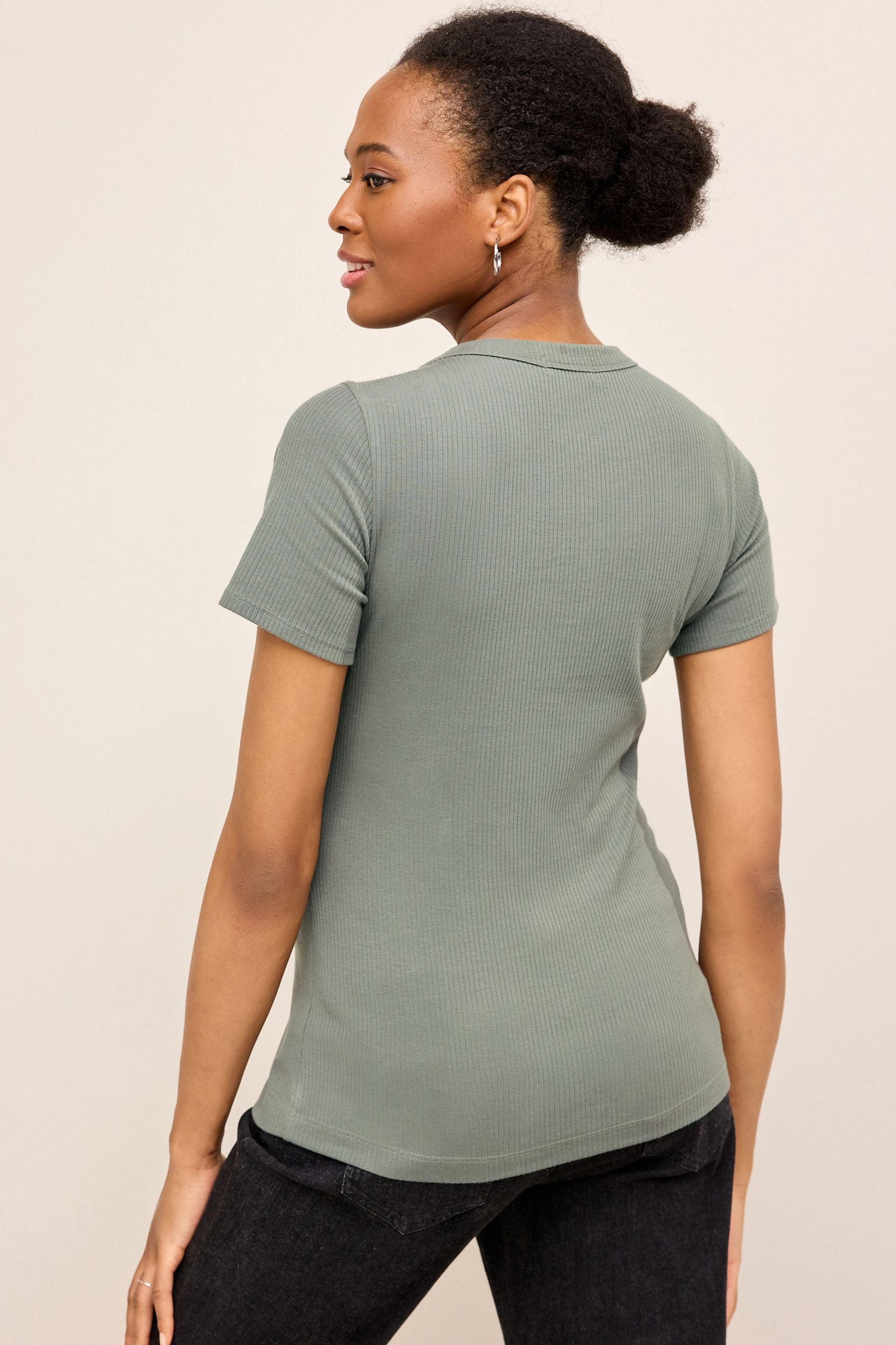 Khaki Green Maternity Nursing T-Shirt