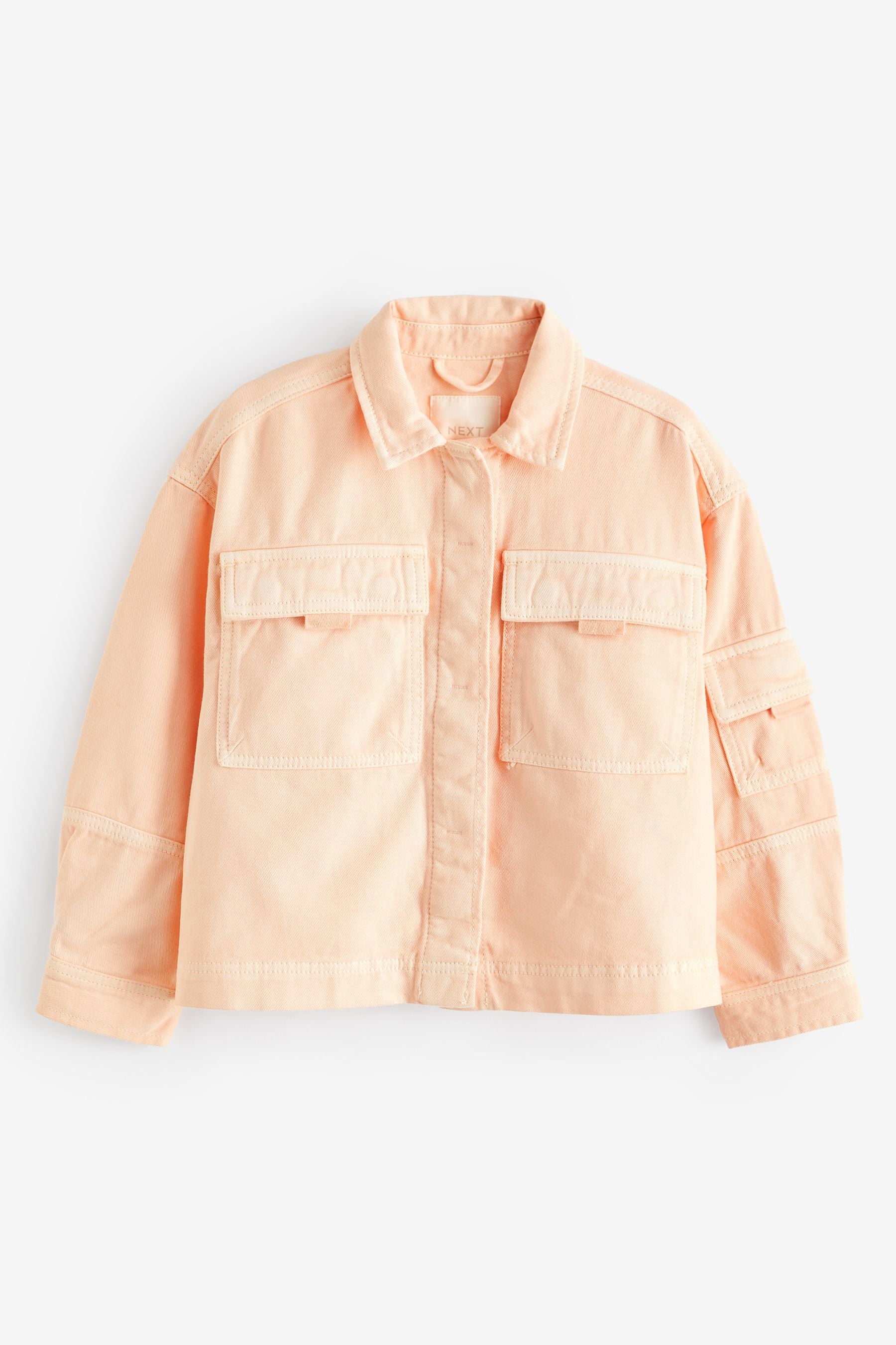 Peach Pink Crop Cotton Shacket (3-16yrs)