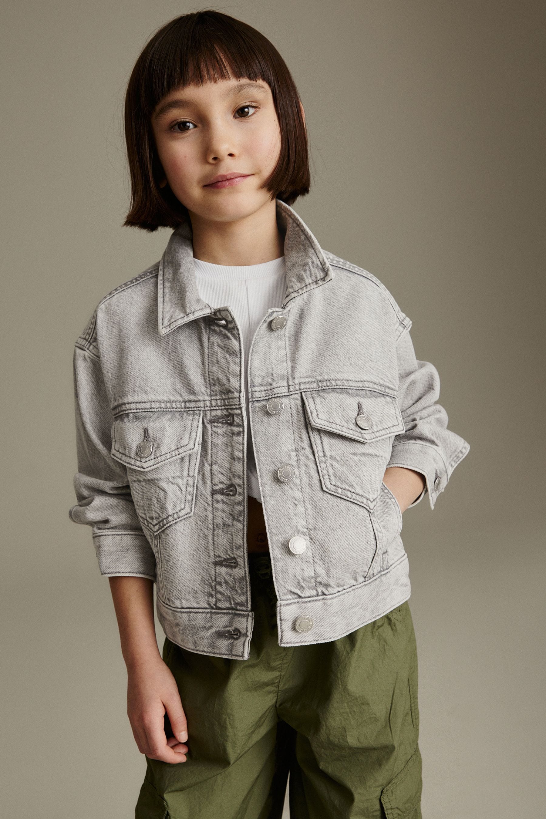 Grey Oversized Denim Jacket (3-16yrs)