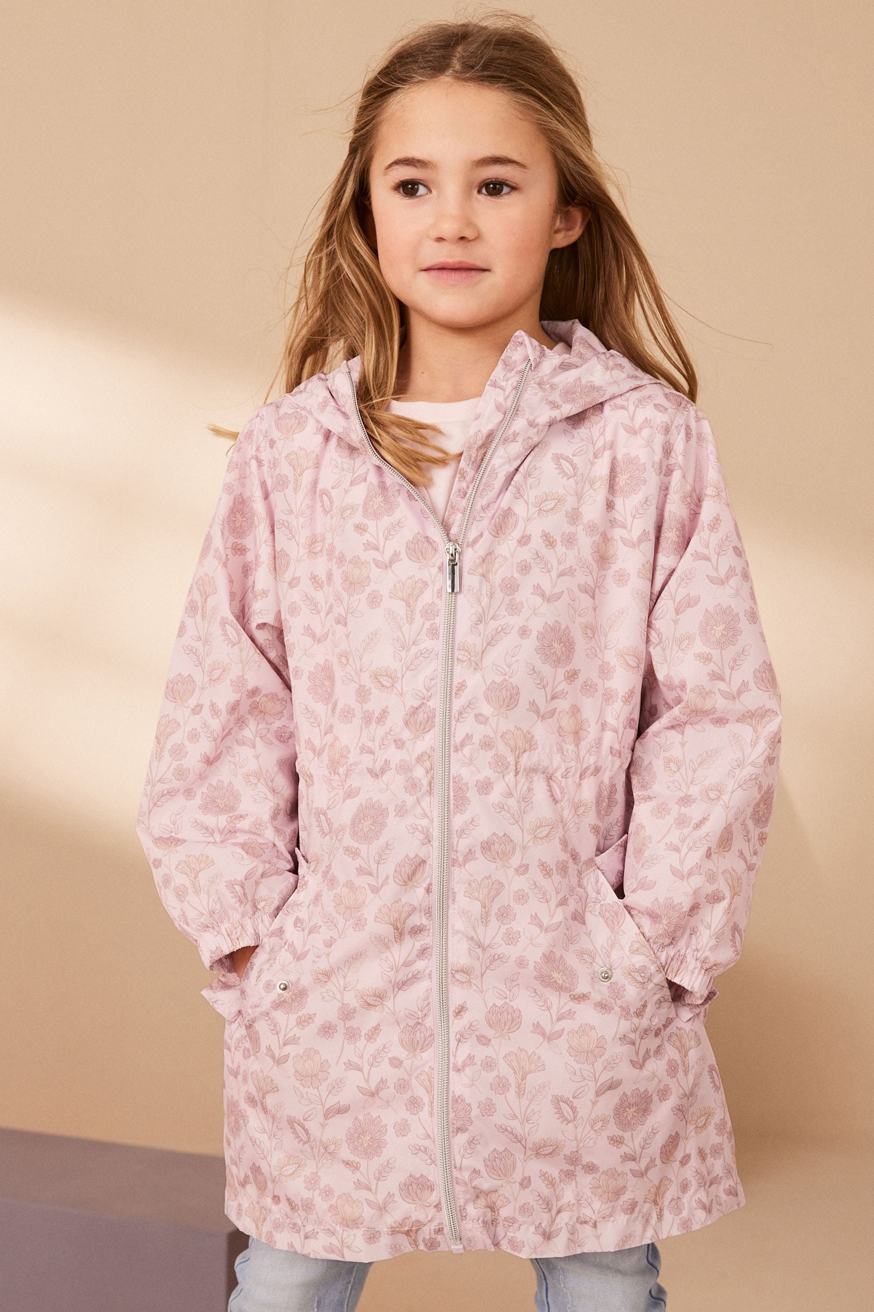 Pink Floral Shower Resistant Cagoule (3-16yrs)