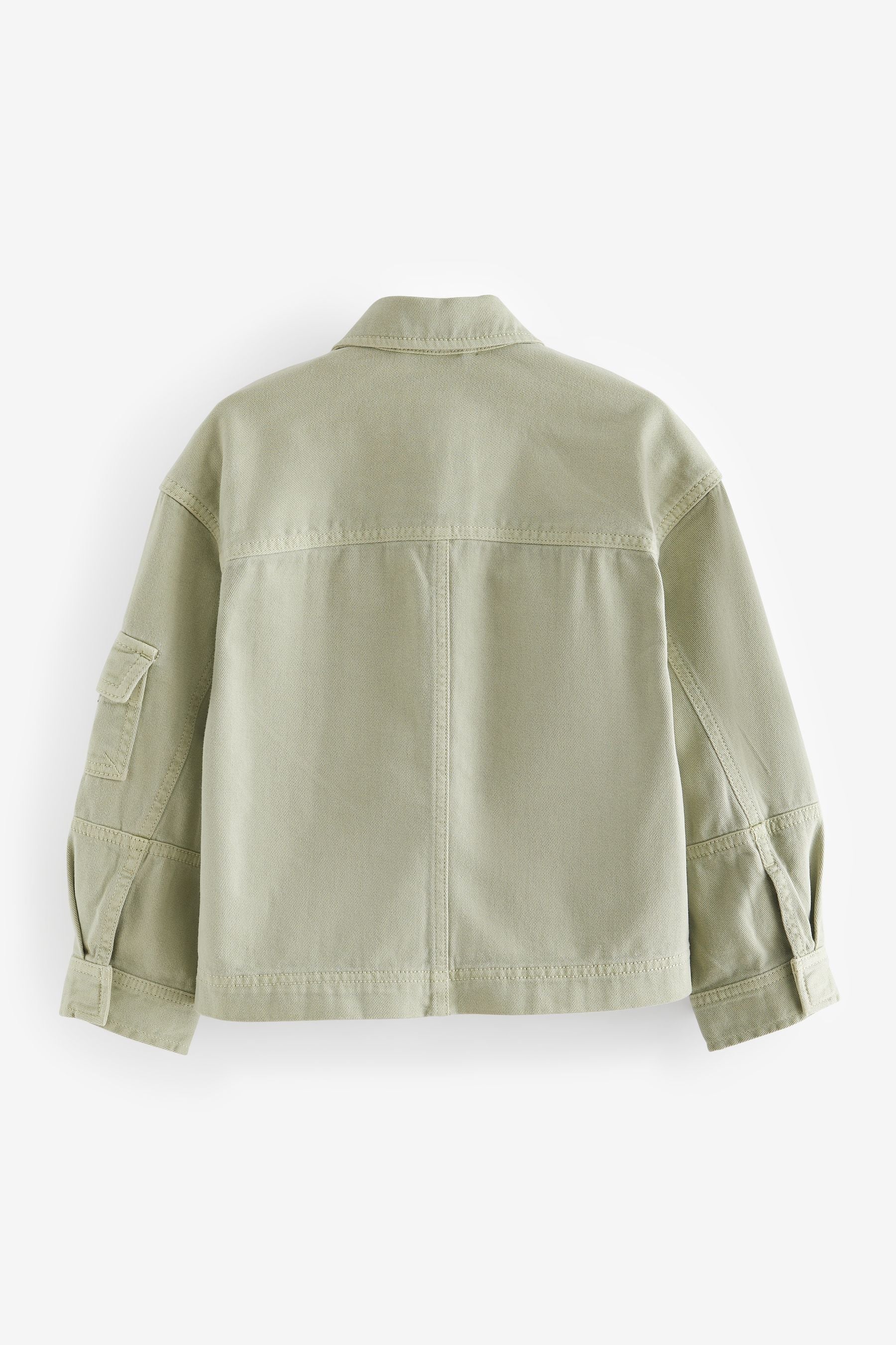 Khaki/Green Crop Cotton Shacket (3-16yrs)