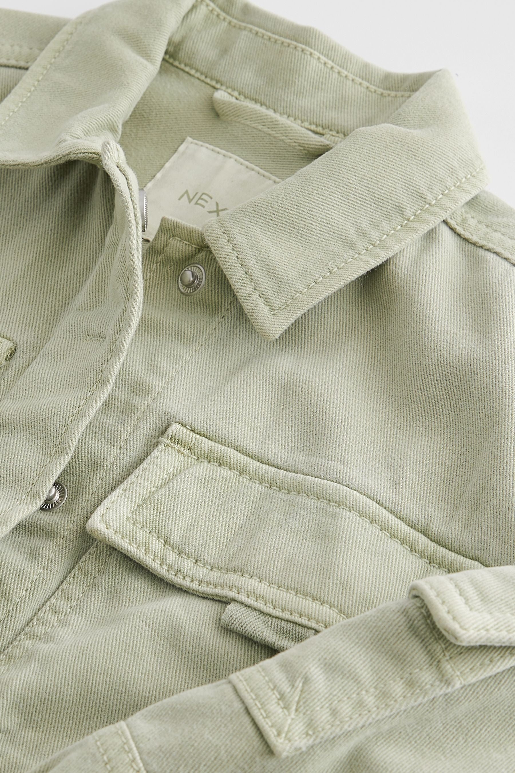 Khaki/Green Crop Cotton Shacket (3-16yrs)