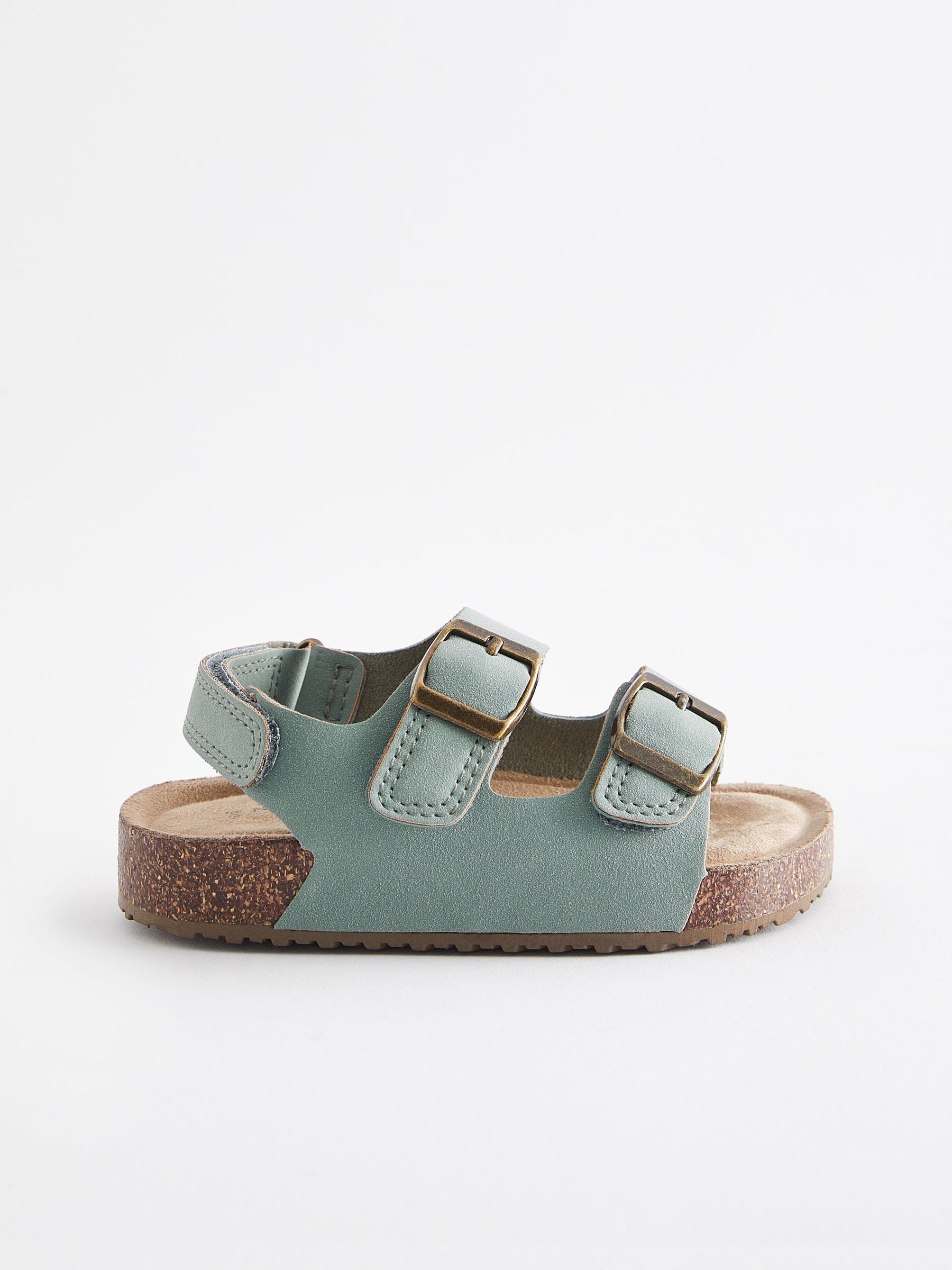 Mint Green Standard Fit (F) Double Buckle Cushioned Footbed Sandals