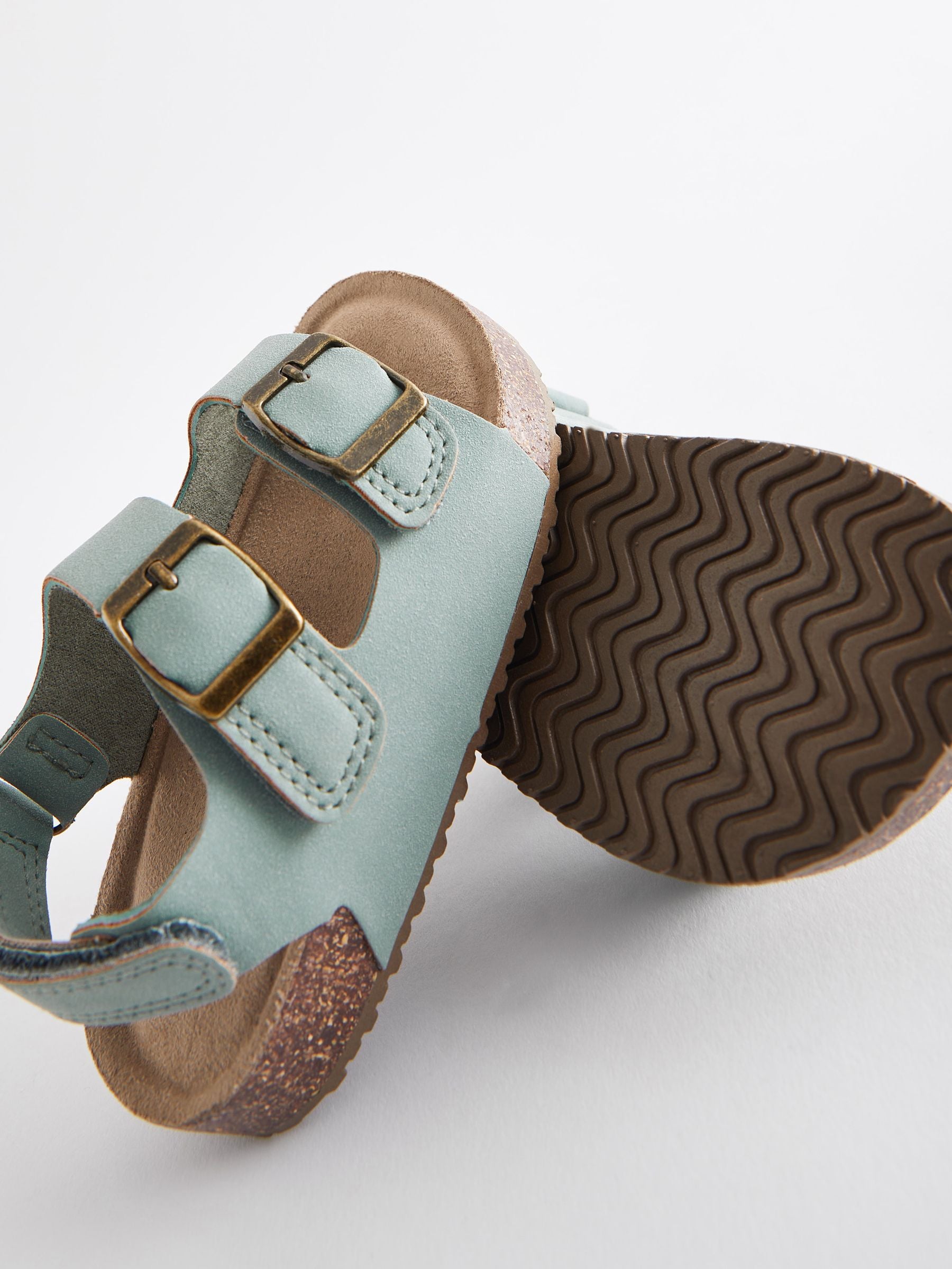 Mint Green Standard Fit (F) Double Buckle Cushioned Footbed Sandals