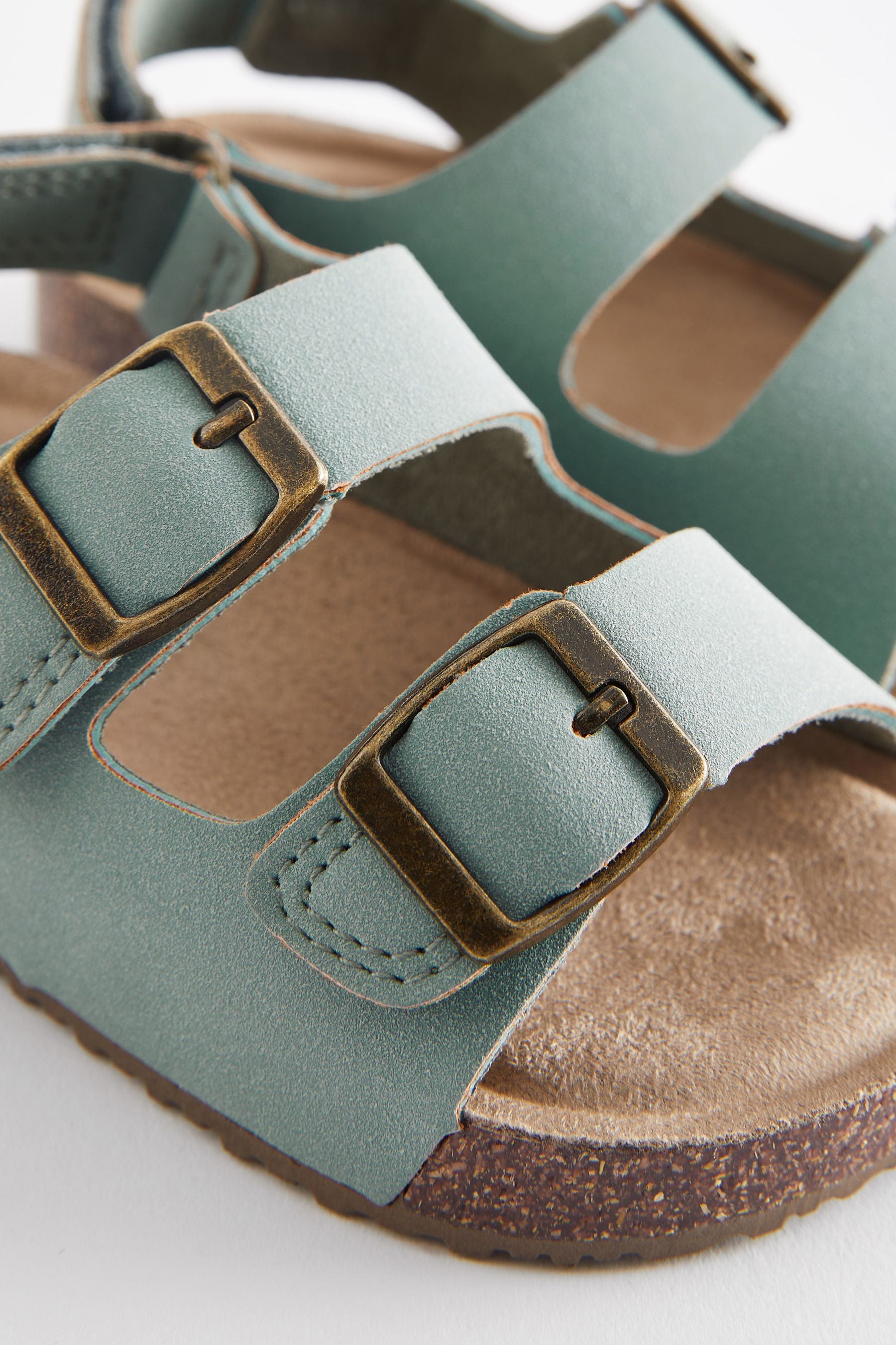 Mint Green Standard Fit (F) Double Buckle Cushioned Footbed Sandals