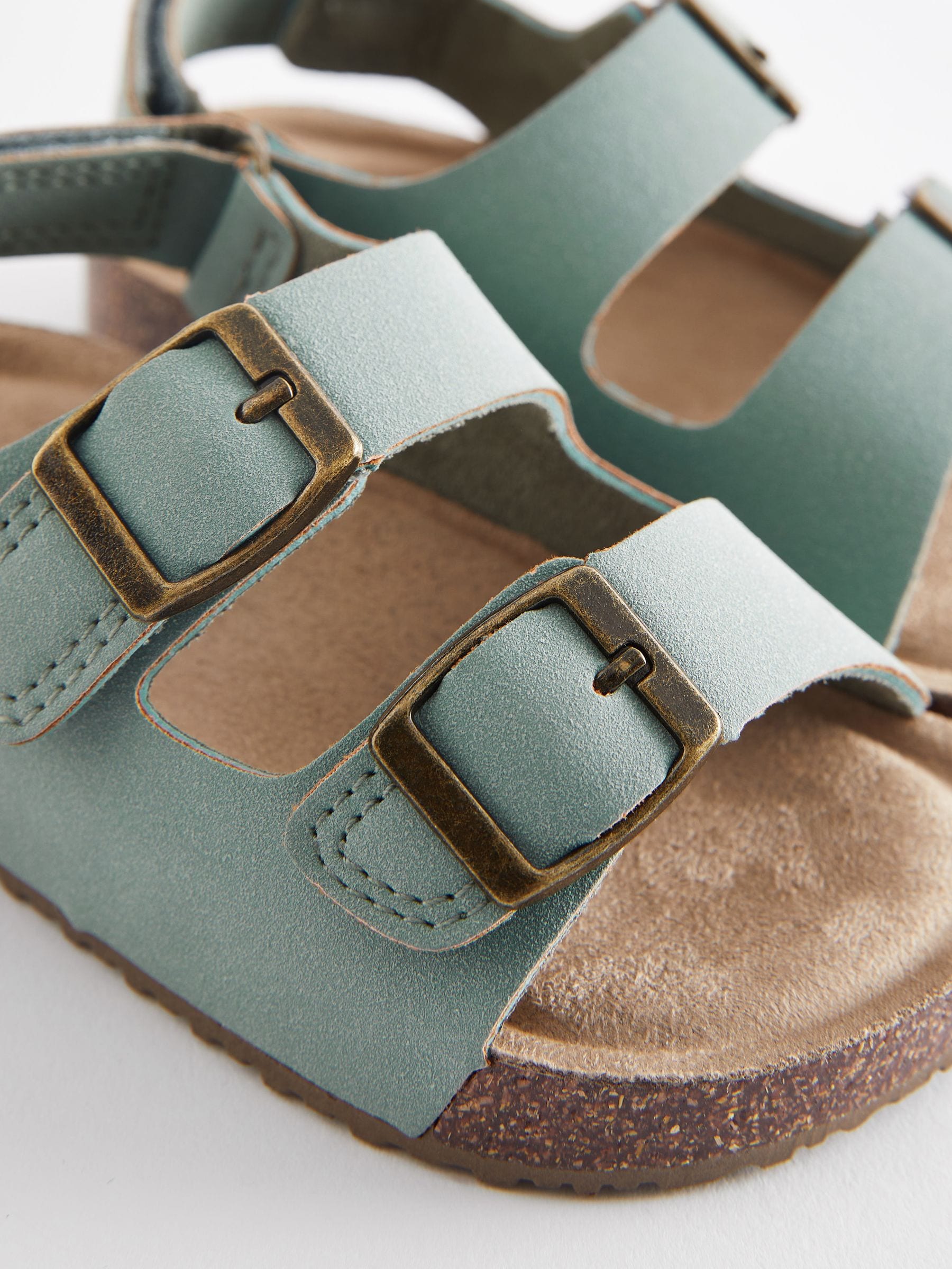 Mint Green Standard Fit (F) Double Buckle Cushioned Footbed Sandals