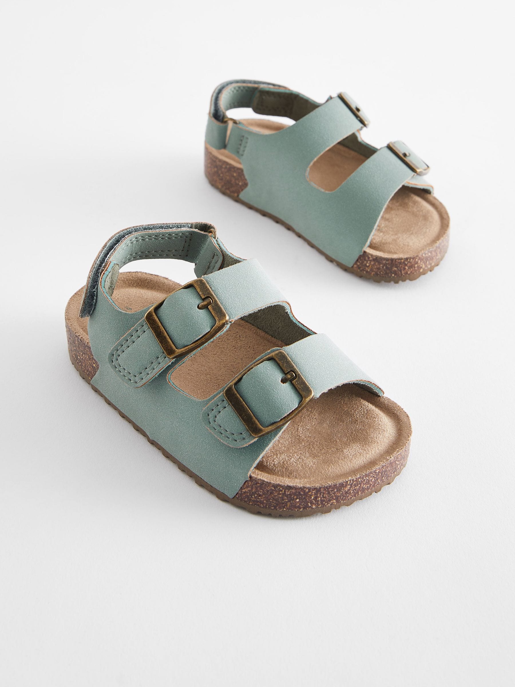 Mint Green Standard Fit (F) Double Buckle Cushioned Footbed Sandals