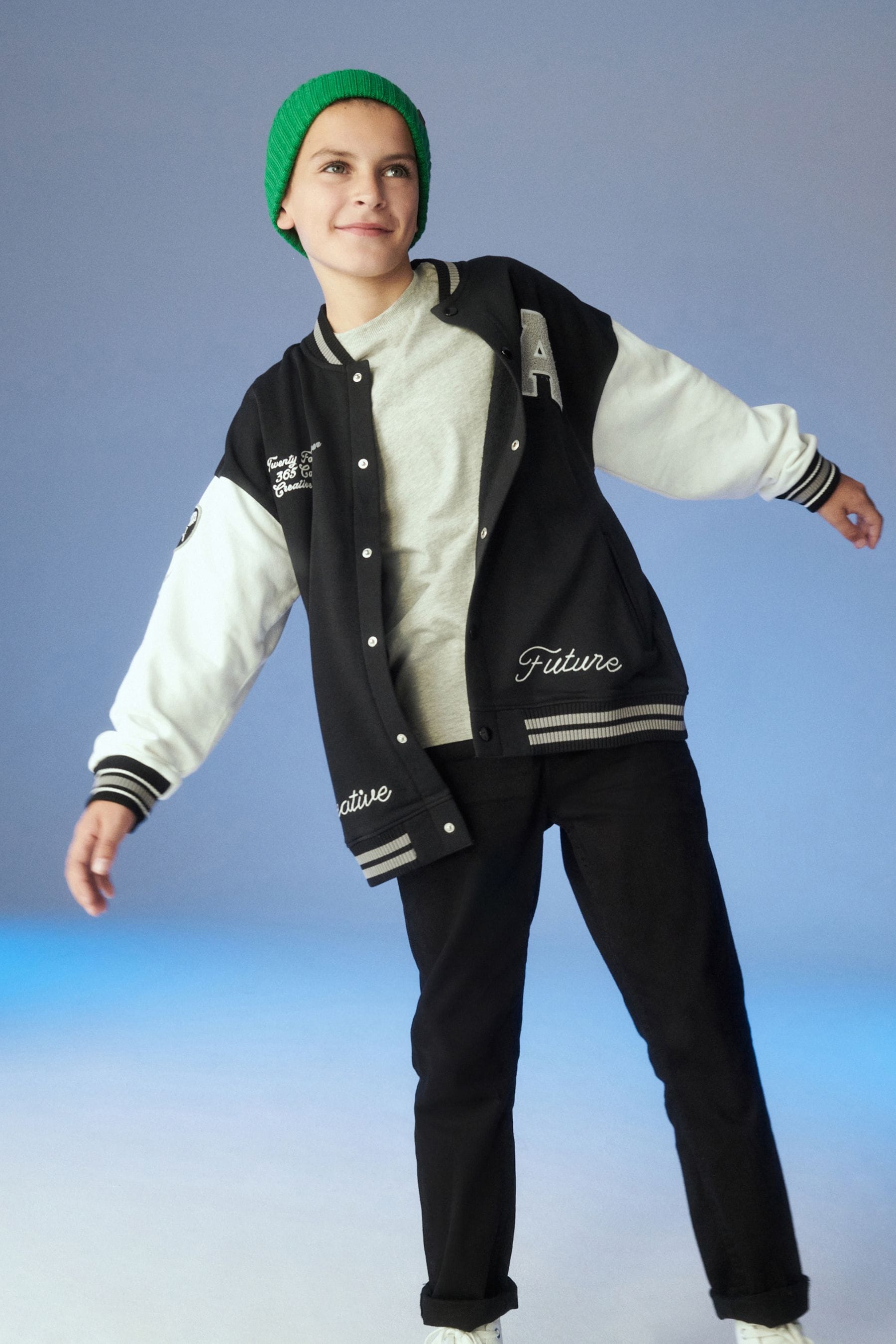 Black Skate Varsity Bomber Jacket (3-16yrs)