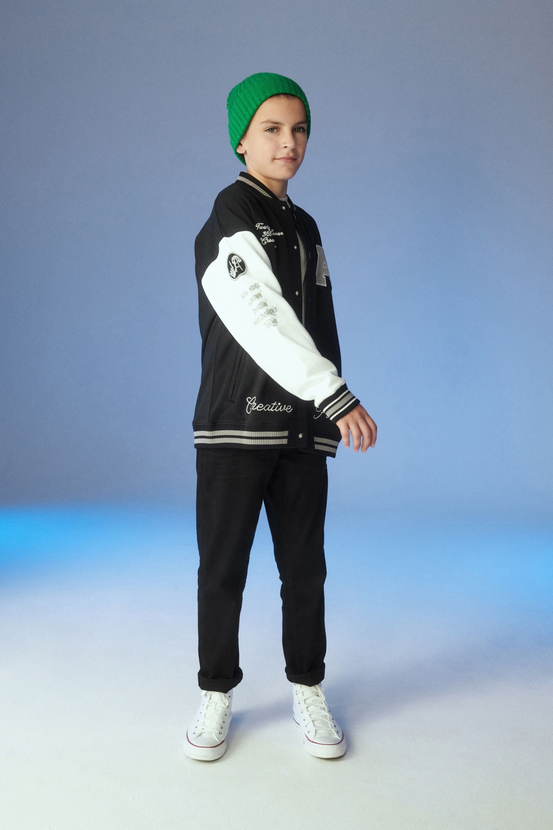 Black Skate Varsity Bomber Jacket (3-16yrs)