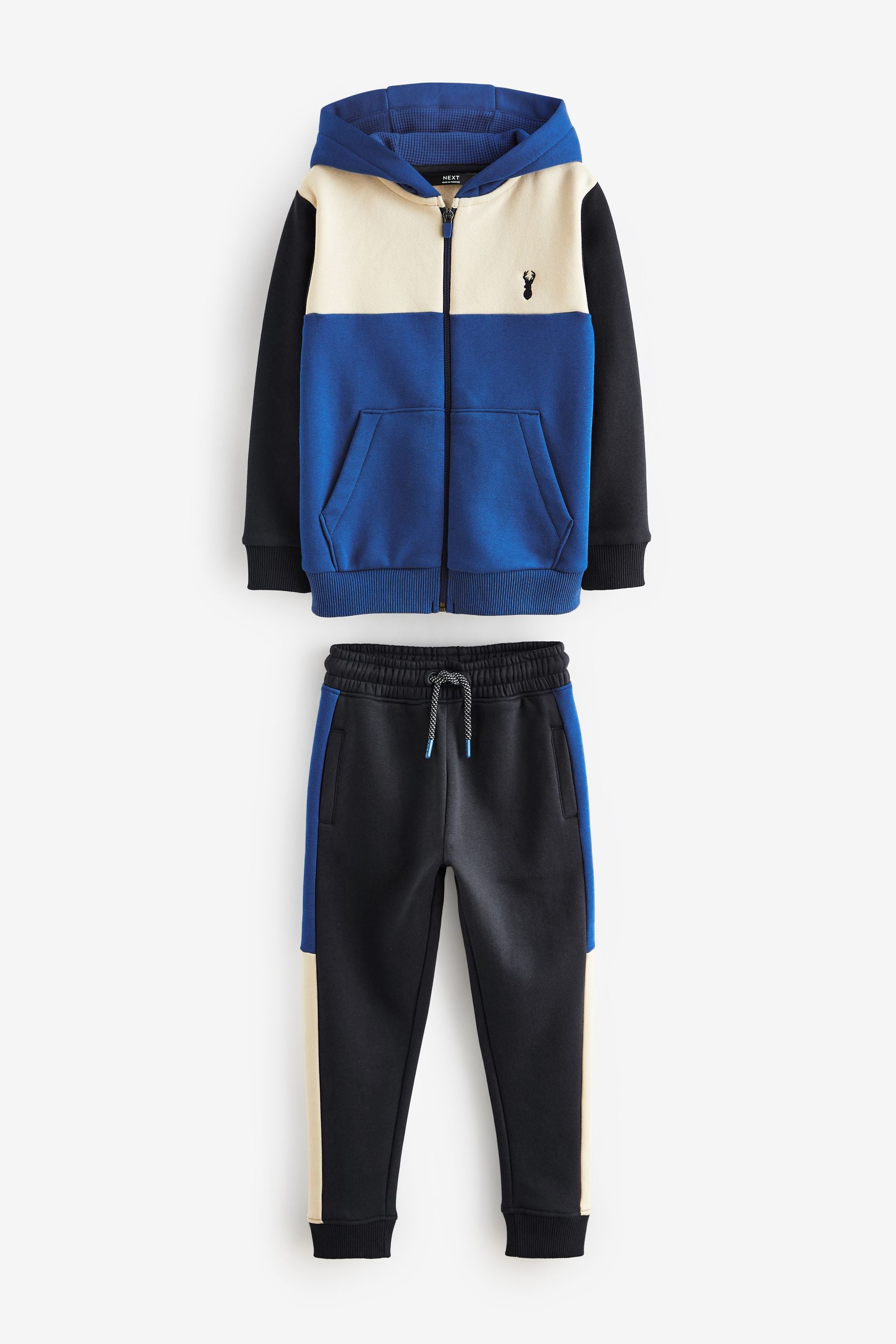 Cobalt Blue/White Colourblock Zip Through Hoodie And Joggers Set (3-16yrs)