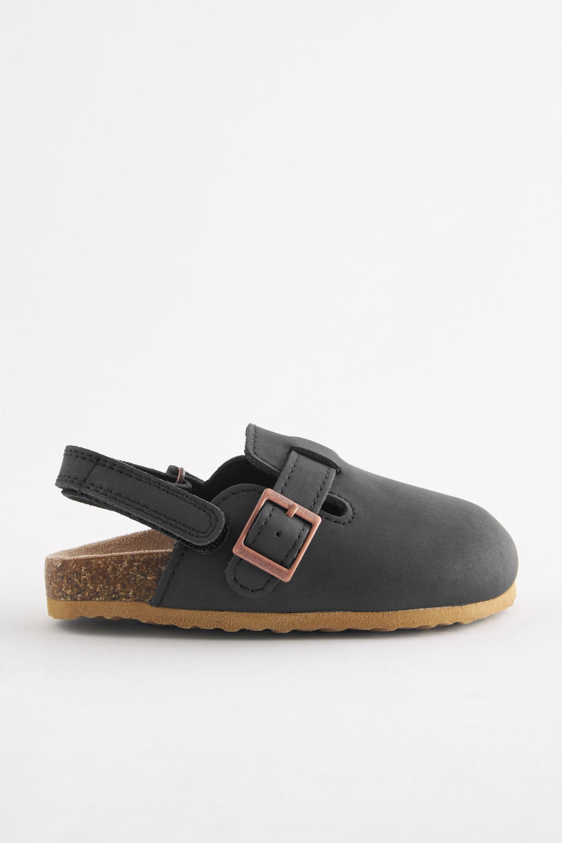 Black Leather Slip-On Clog Mules