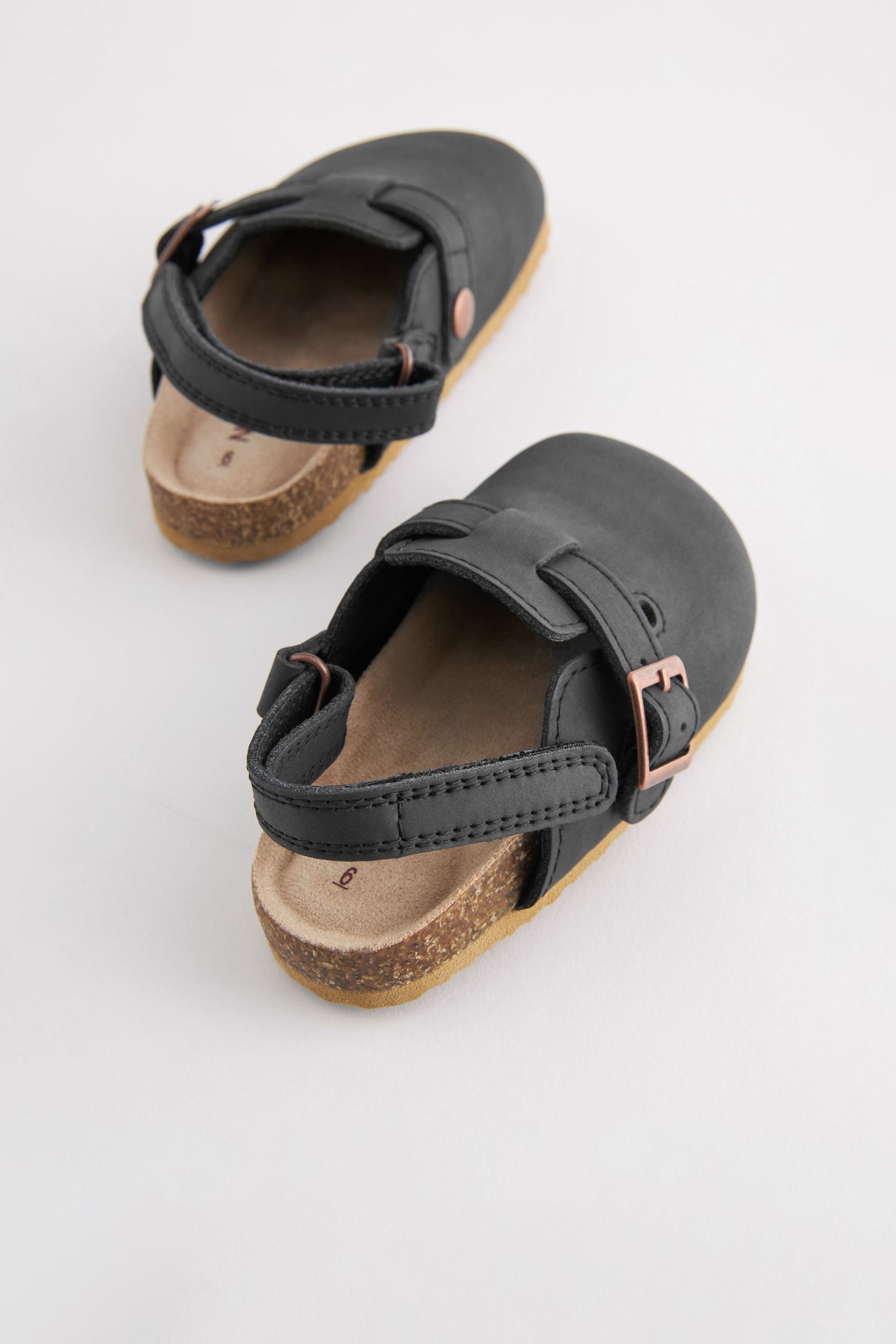 Black Leather Slip-On Clog Mules