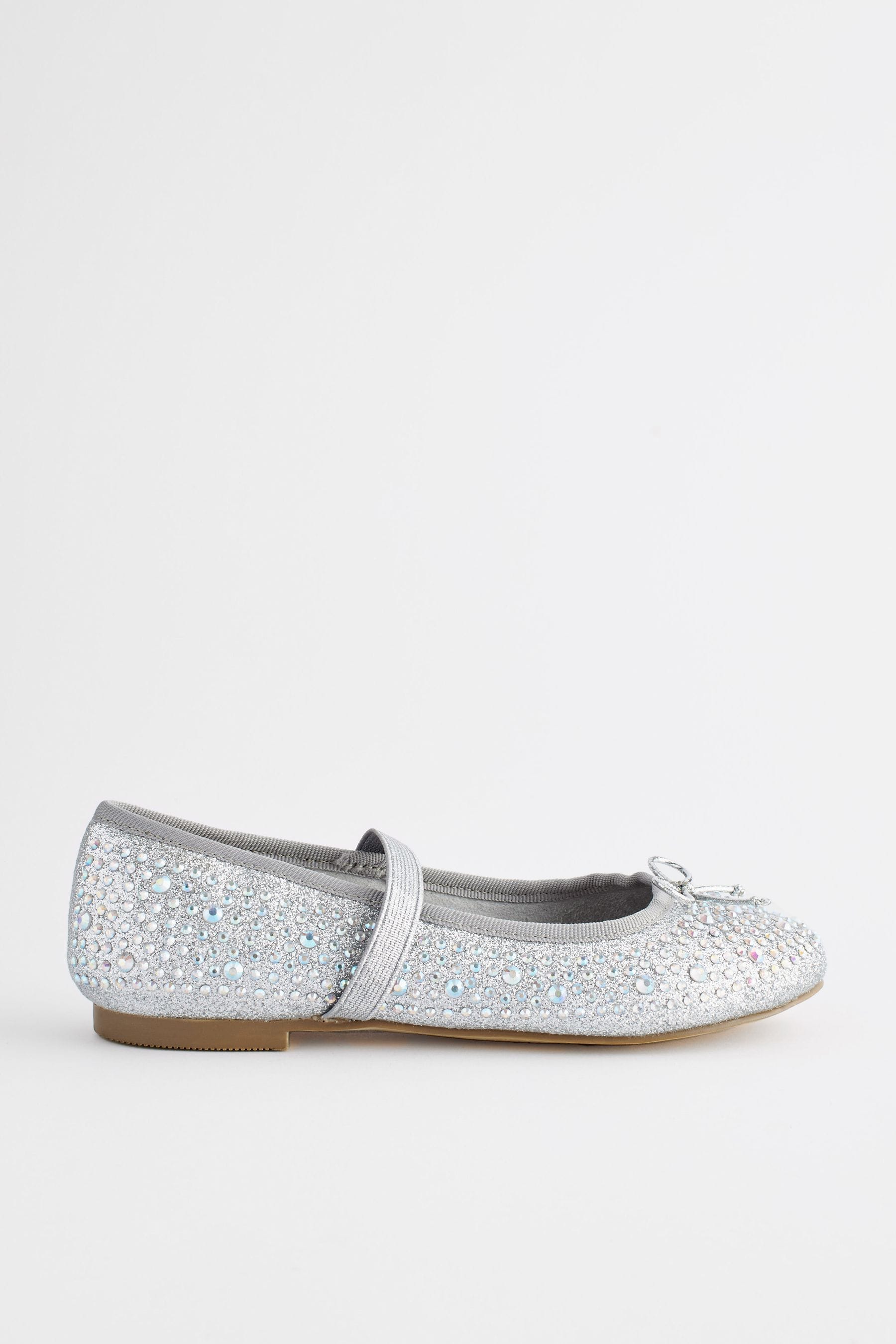 Silver Jewelled Mary Jane Occasion Shoes