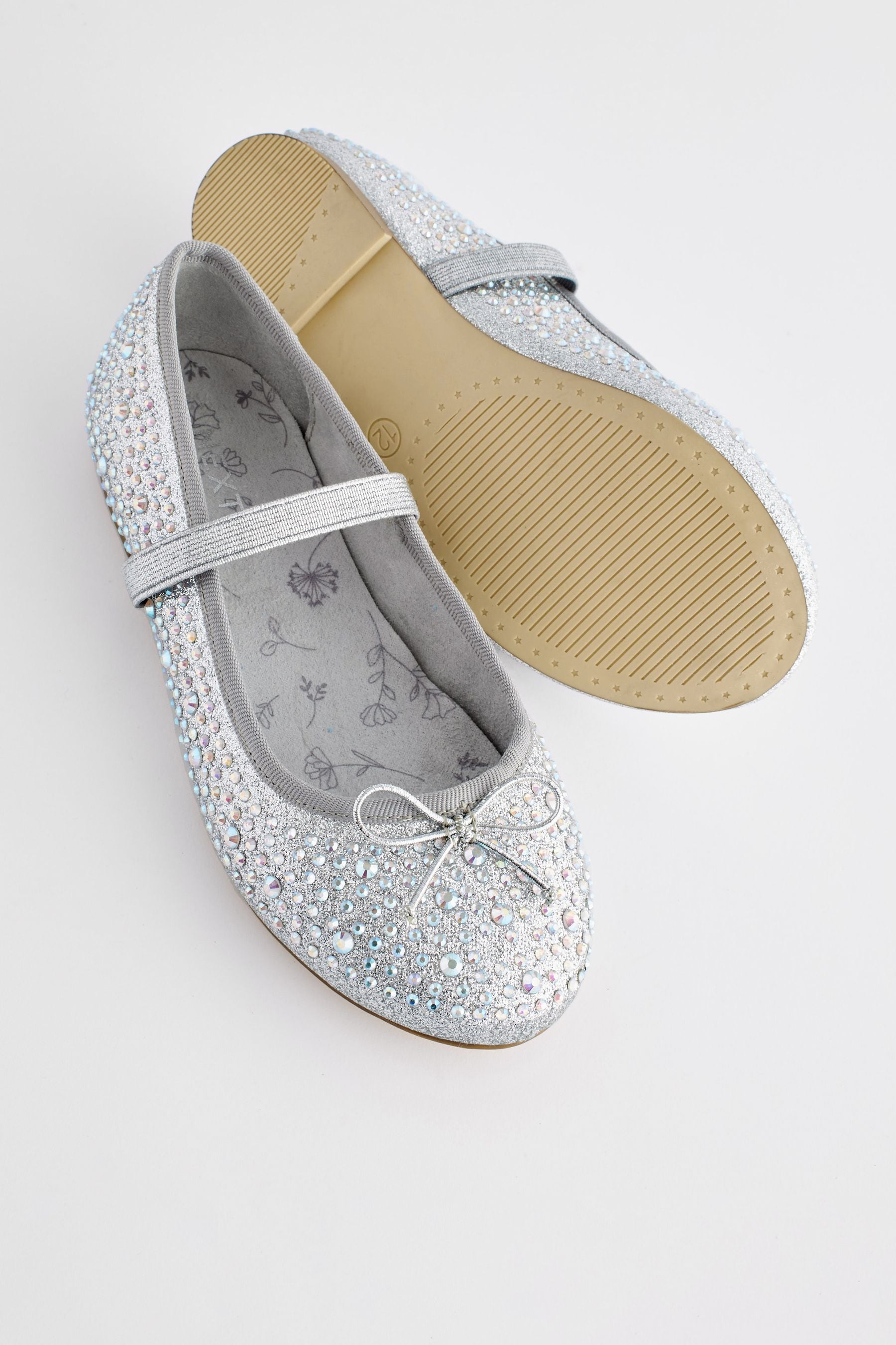 Silver Jewelled Mary Jane Occasion Shoes