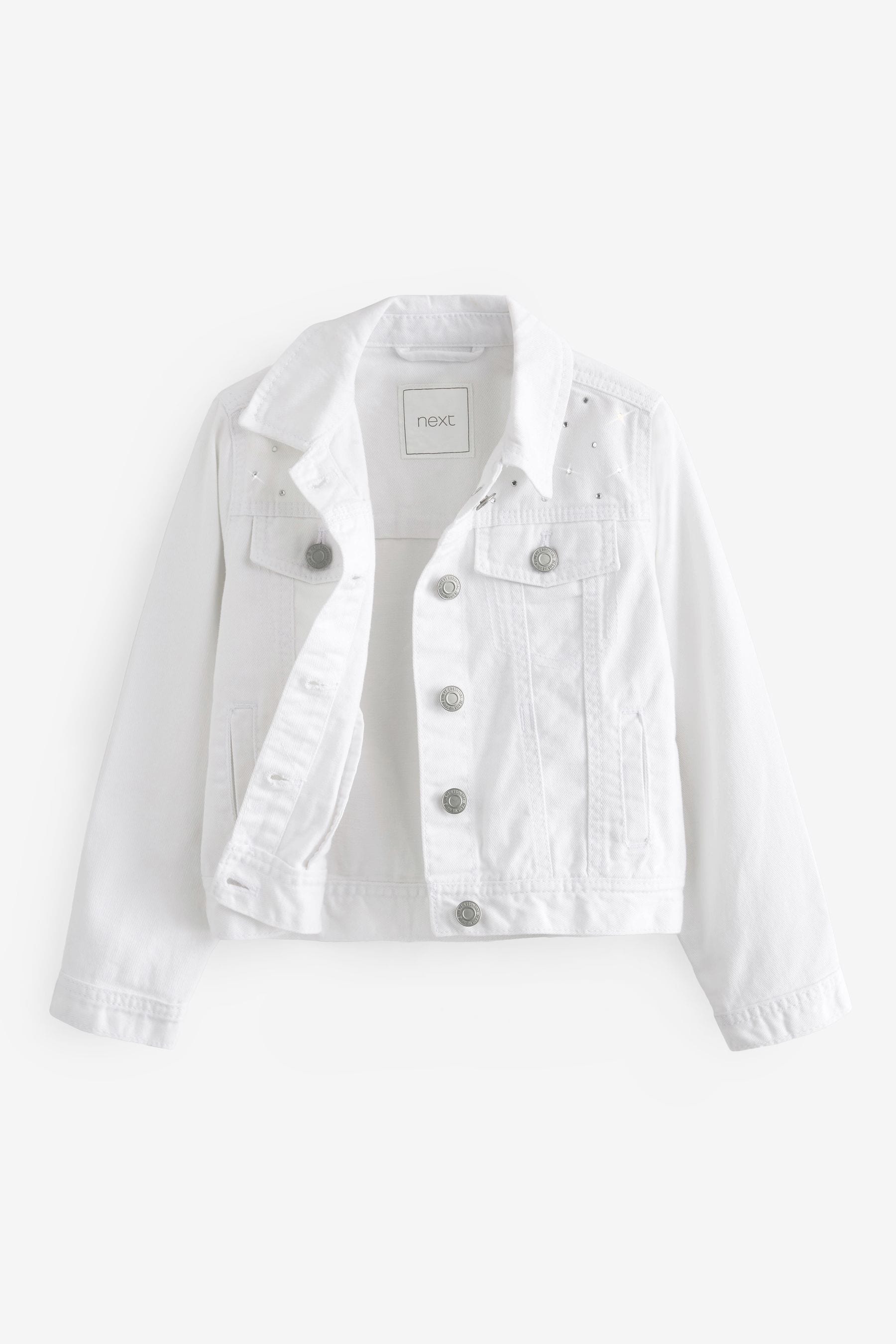 White 100% Cotton Diamante Denim Western Jacket (3-16yrs)