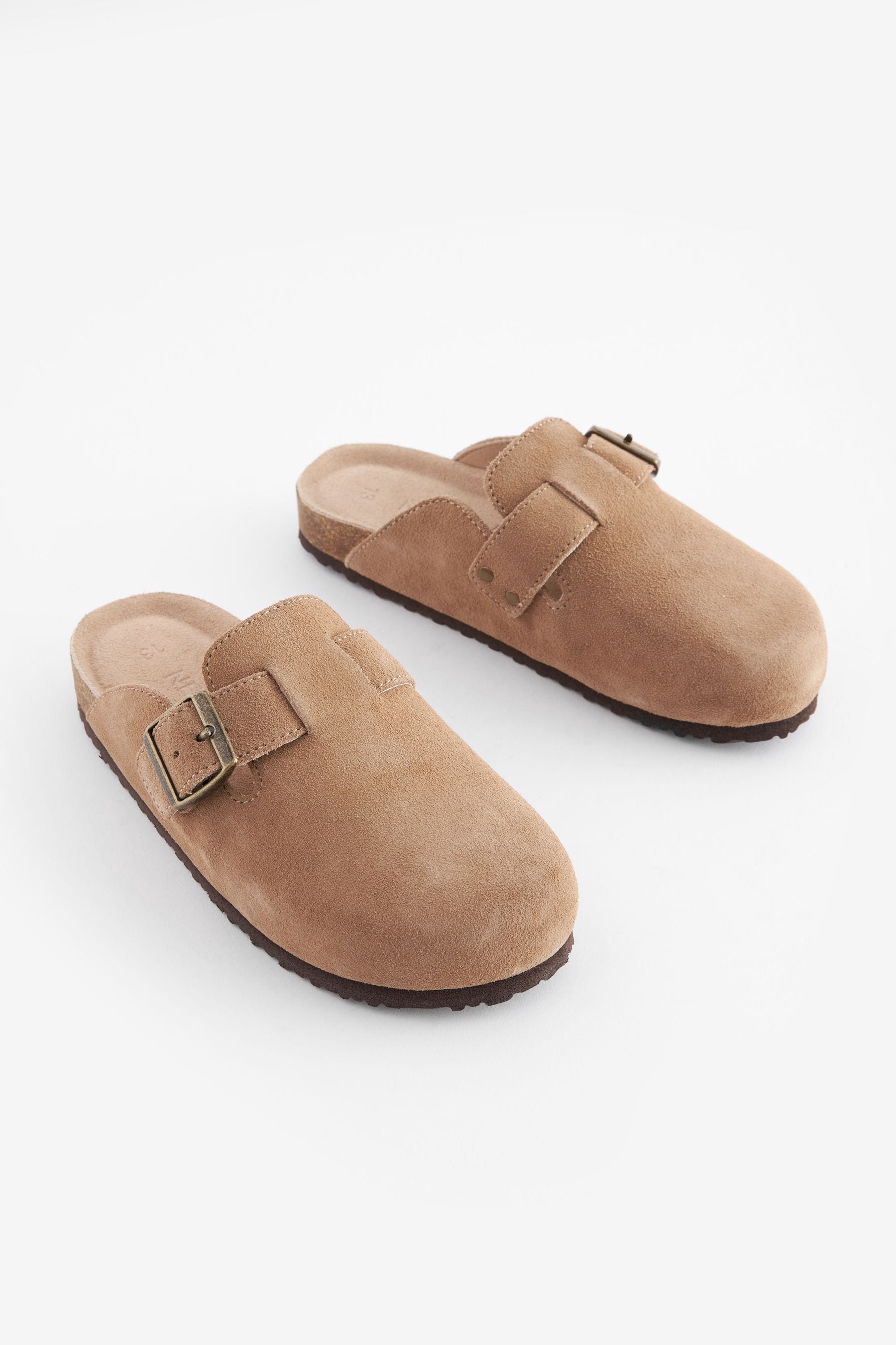 Tan Brown Suede Slip-On Clogs