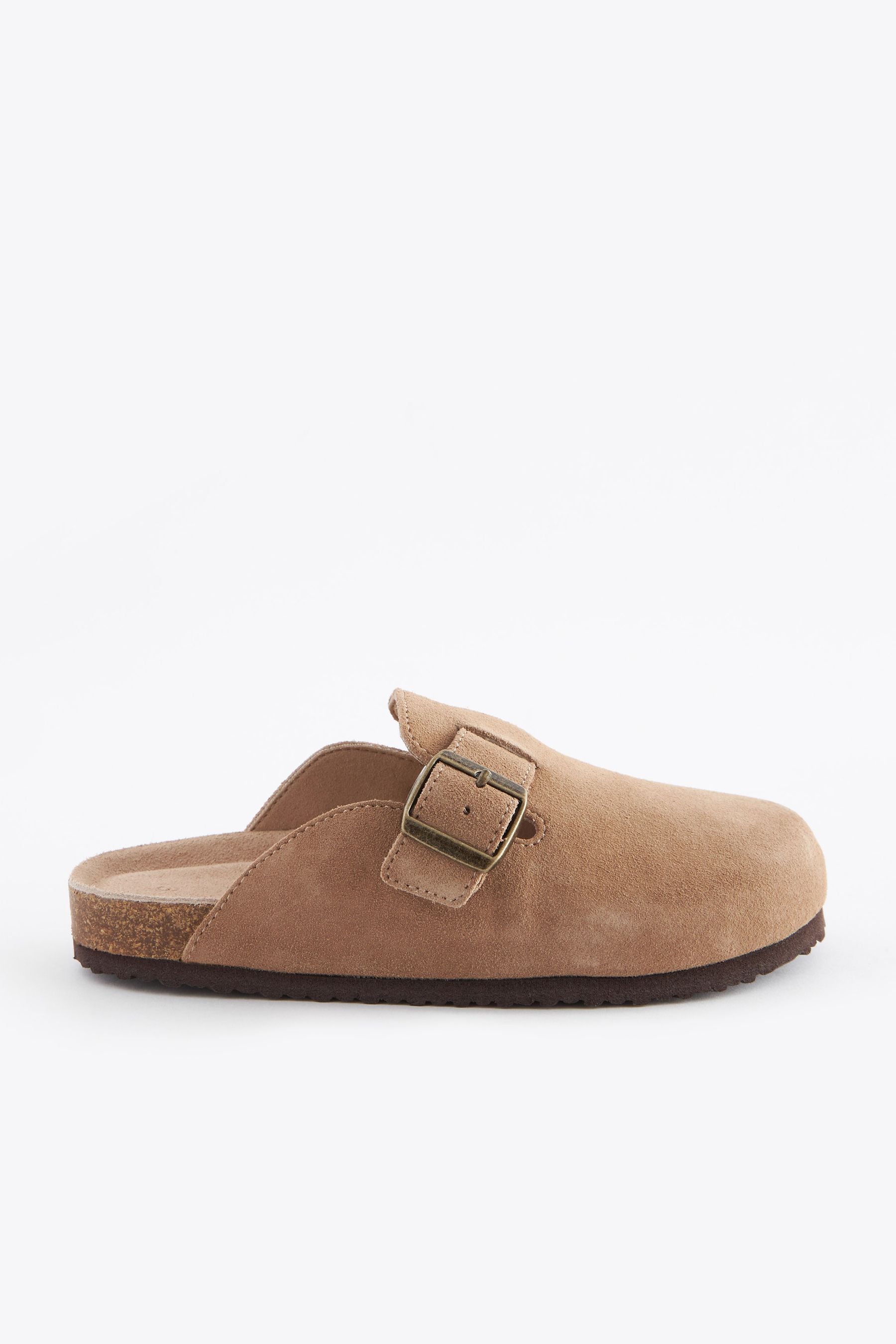 Tan Brown Suede Slip-On Clogs