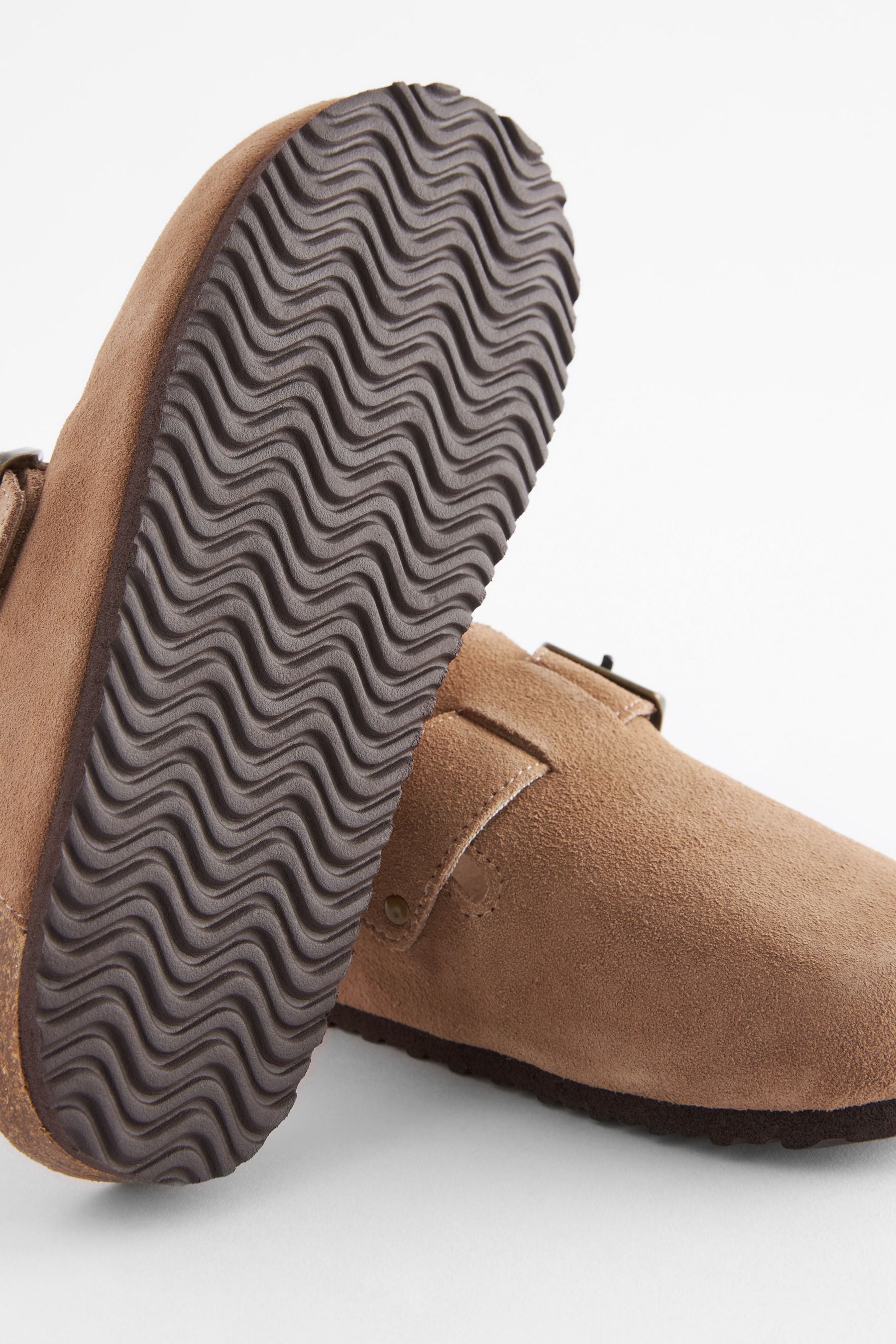 Tan Brown Suede Slip-On Clogs