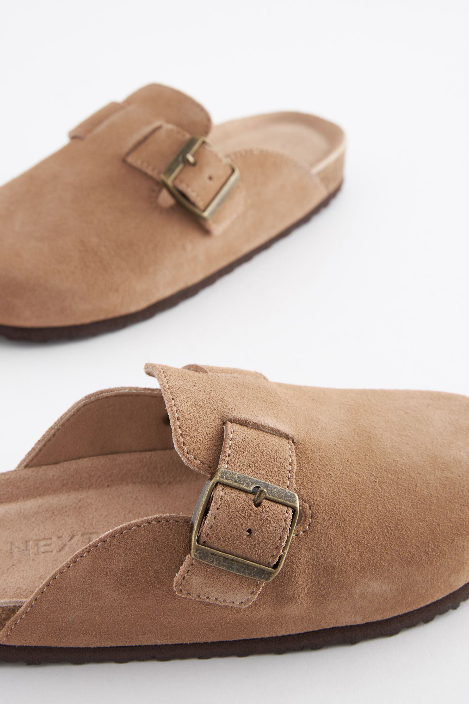 Tan Brown Suede Slip-On Clogs