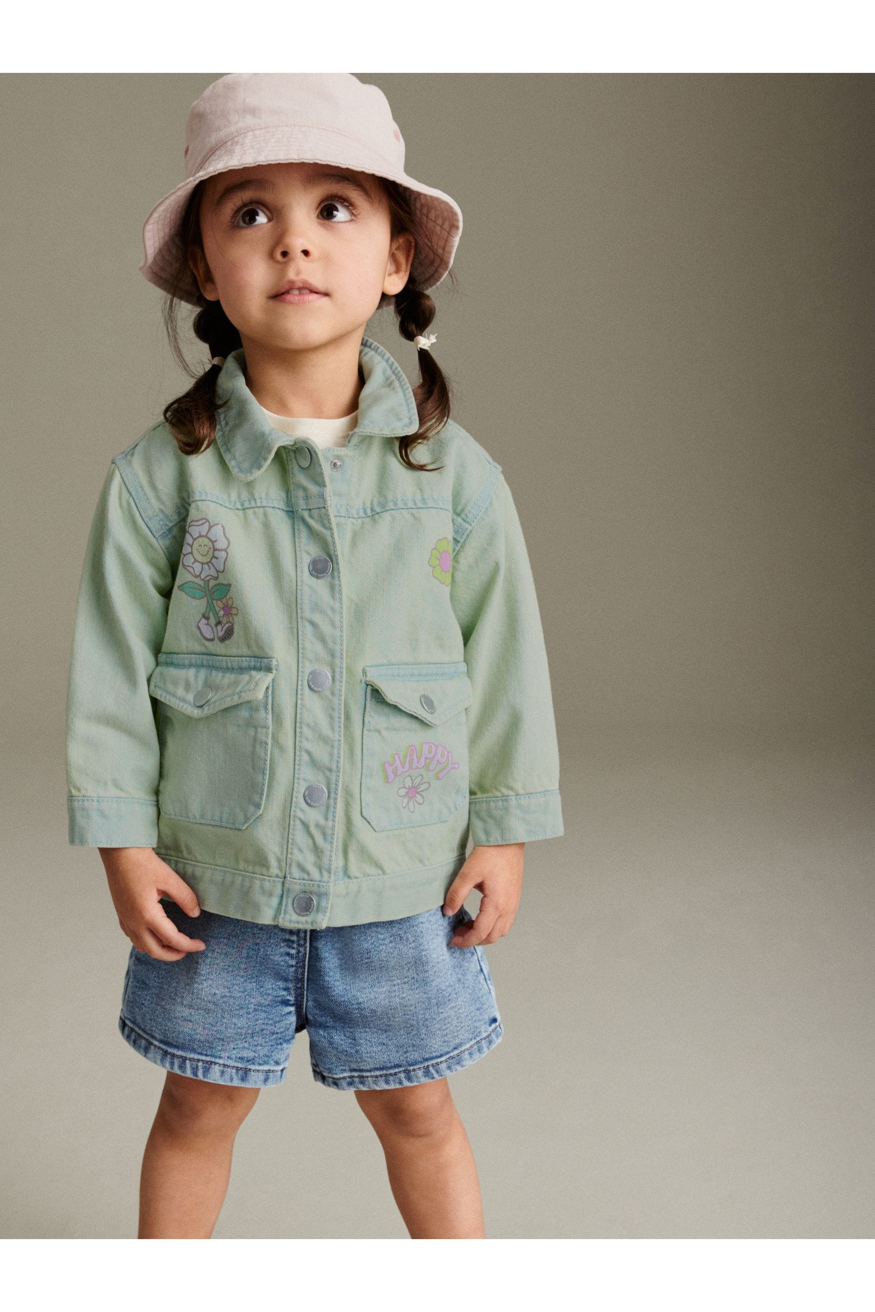 Green Overdye Printed Denim Jacket (3mths-7yrs)