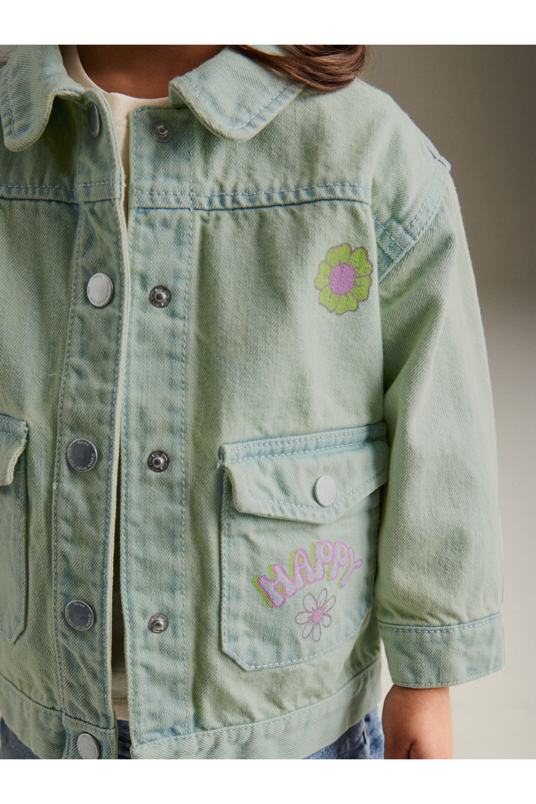 Green Overdye Printed Denim Jacket (3mths-7yrs)