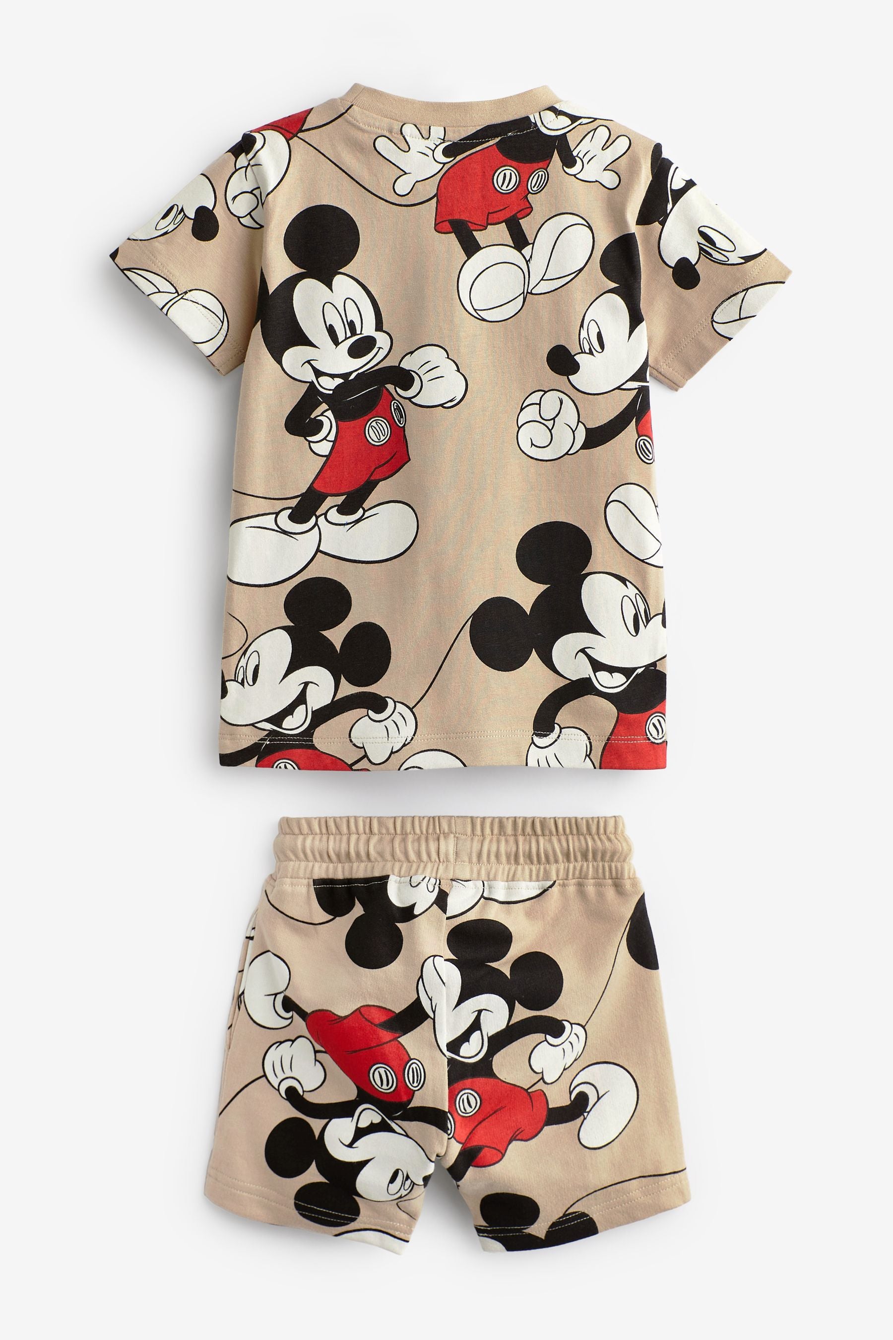 Neutral Tan Mickey Mouse 100% Cotton All Over Printed T-Shirt and Shorts License Set (3mths-8yrs)