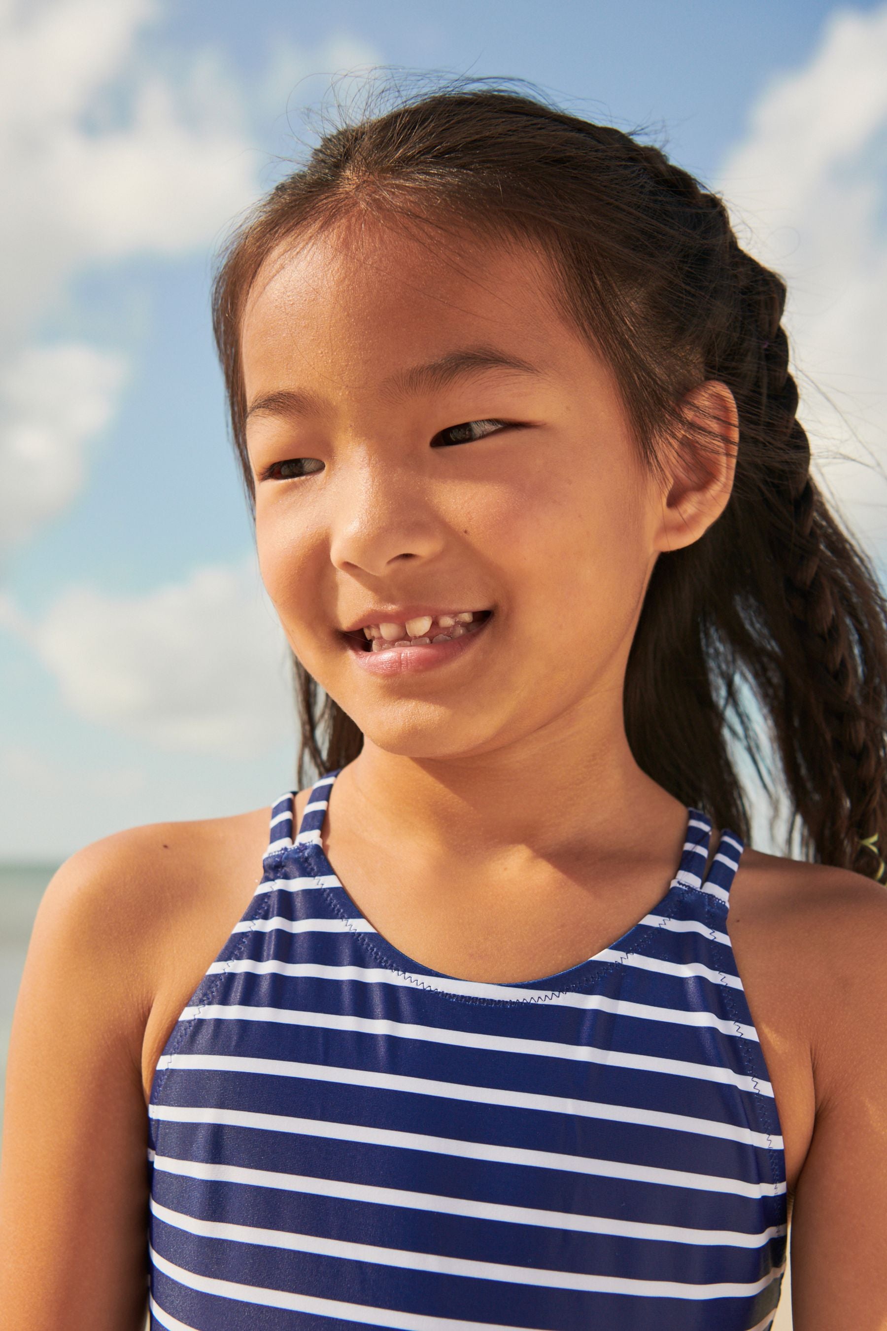 Navy Blue/White Stripe Swimsuit (3-16yrs)