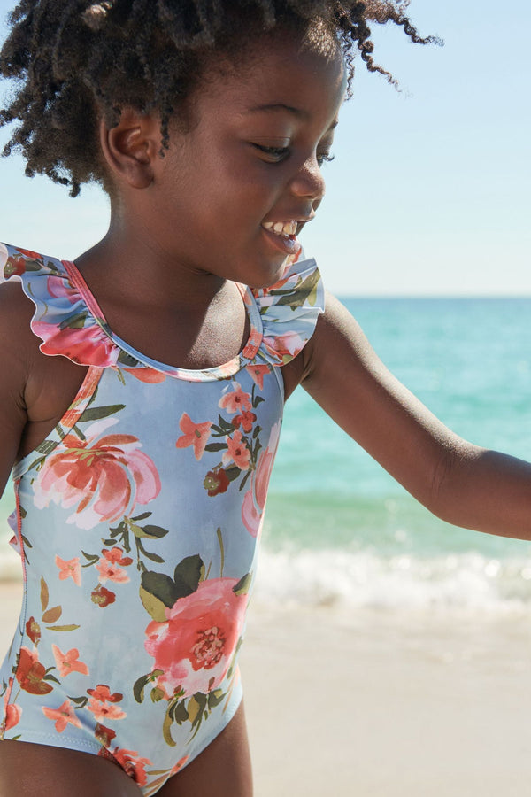 Blue Floral Swimsuit (3-16yrs)