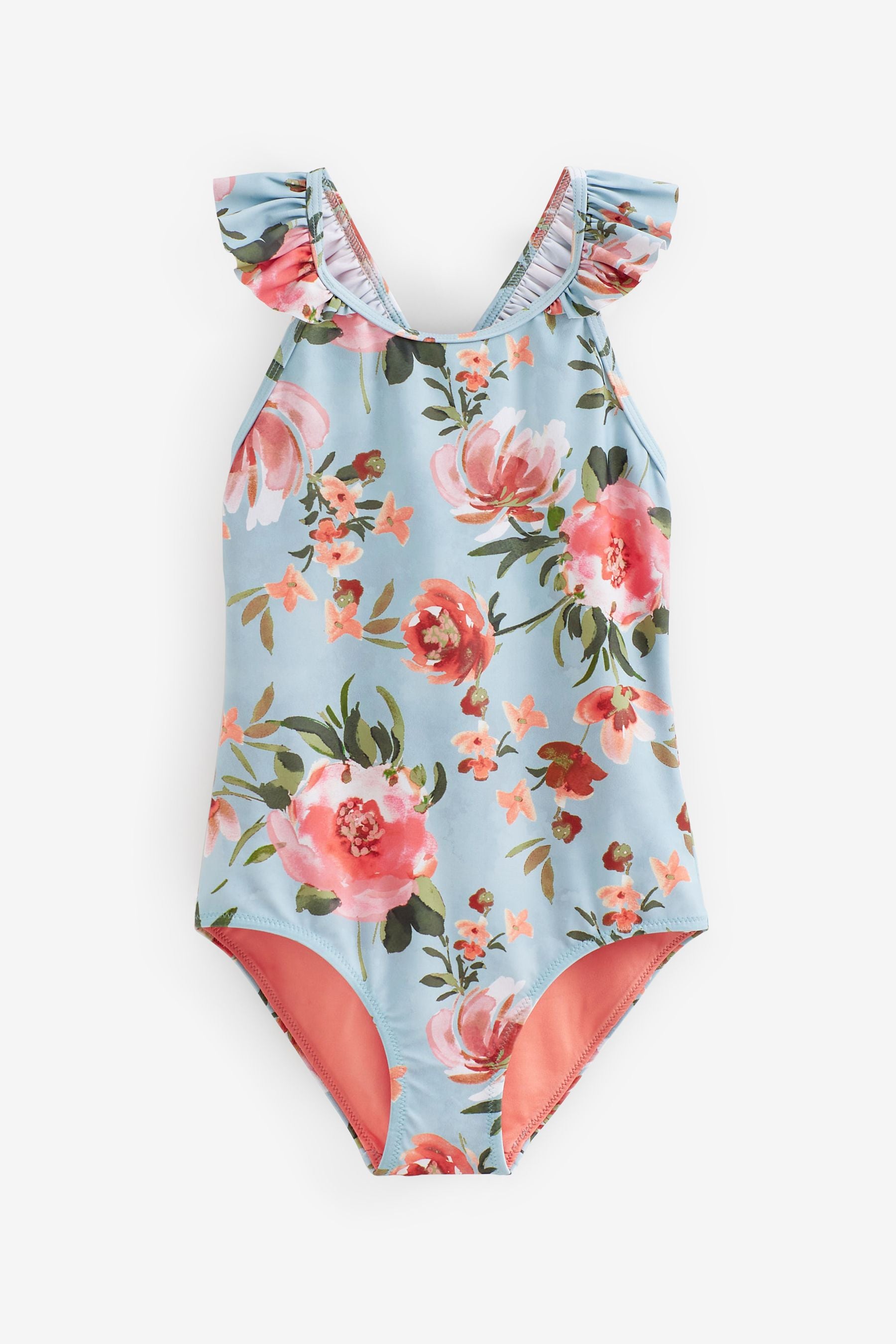 Blue Floral Swimsuit (3-16yrs)