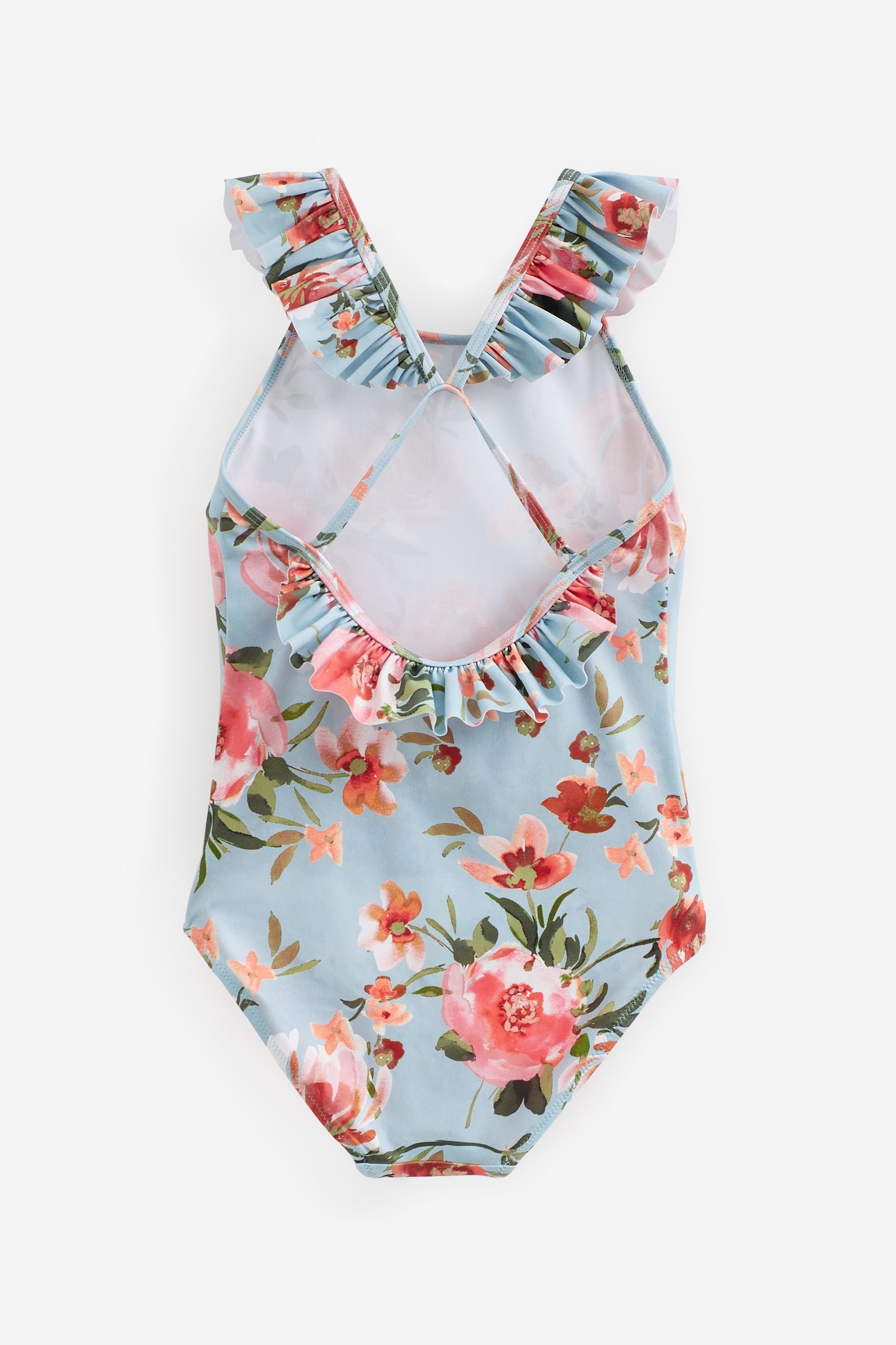 Blue Floral Swimsuit (3-16yrs)