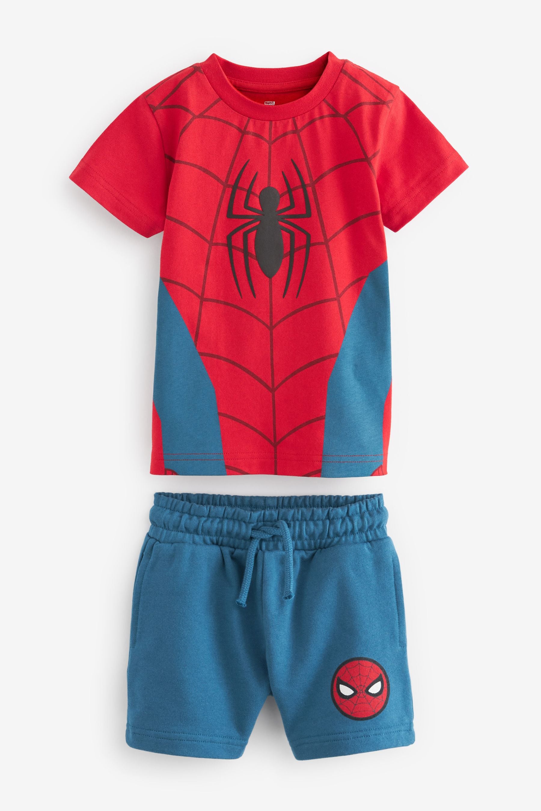 Red/Blue Spider-Man License 100% Cotton T-Shirt And Shorts Set (3mths-8yrs)