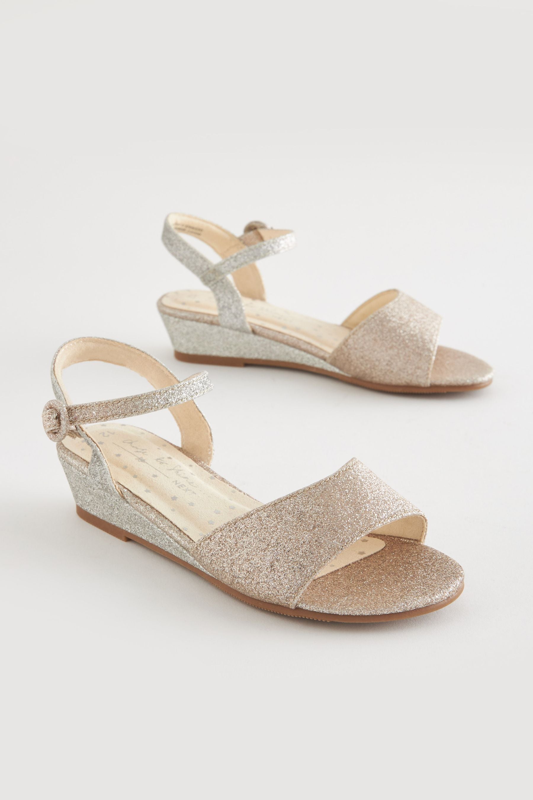 Silver/Gold Ombre Glitter Occasion Wedge Sandals