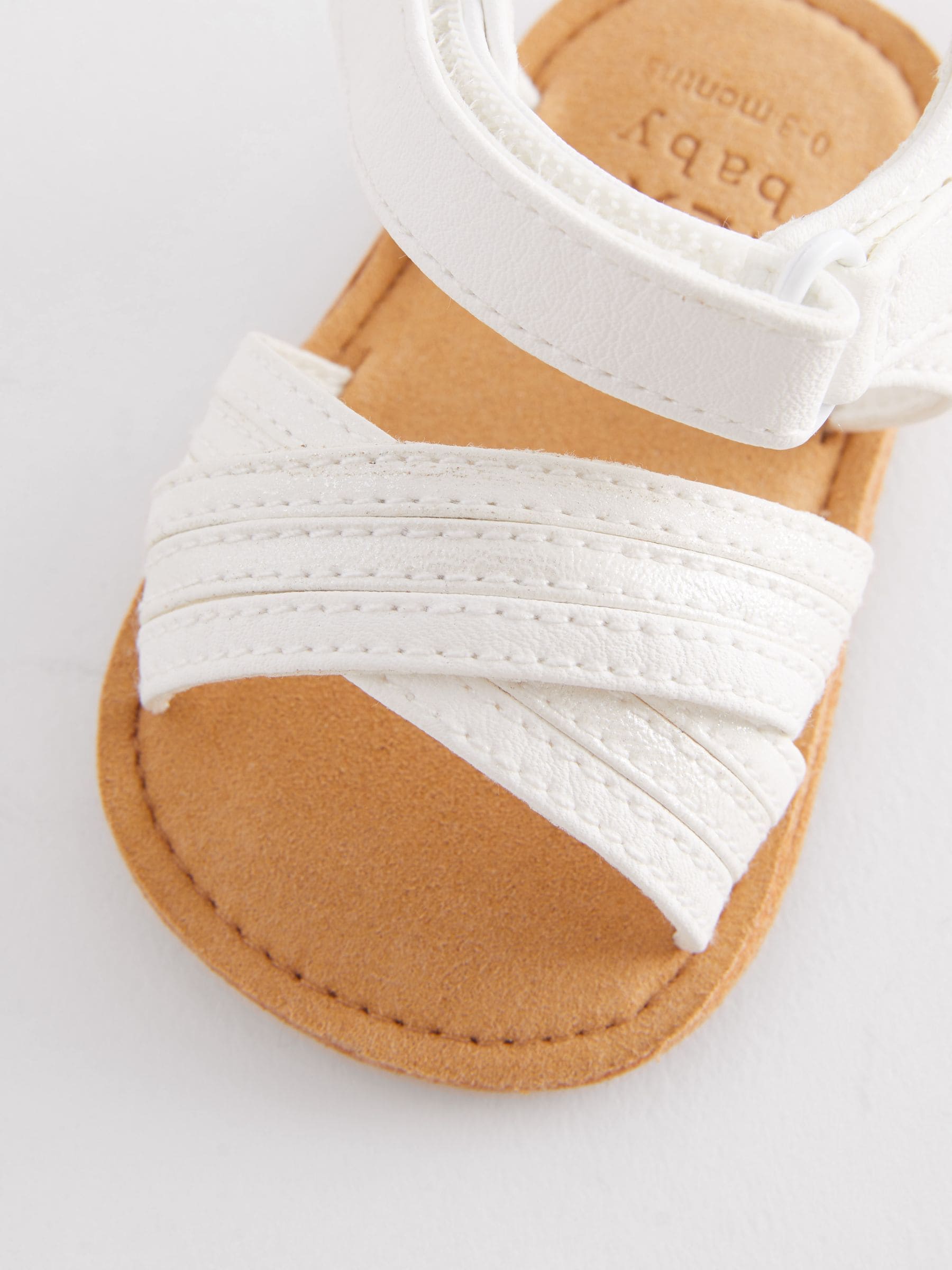 White Cross Strap Baby Sandals (0-24mths)