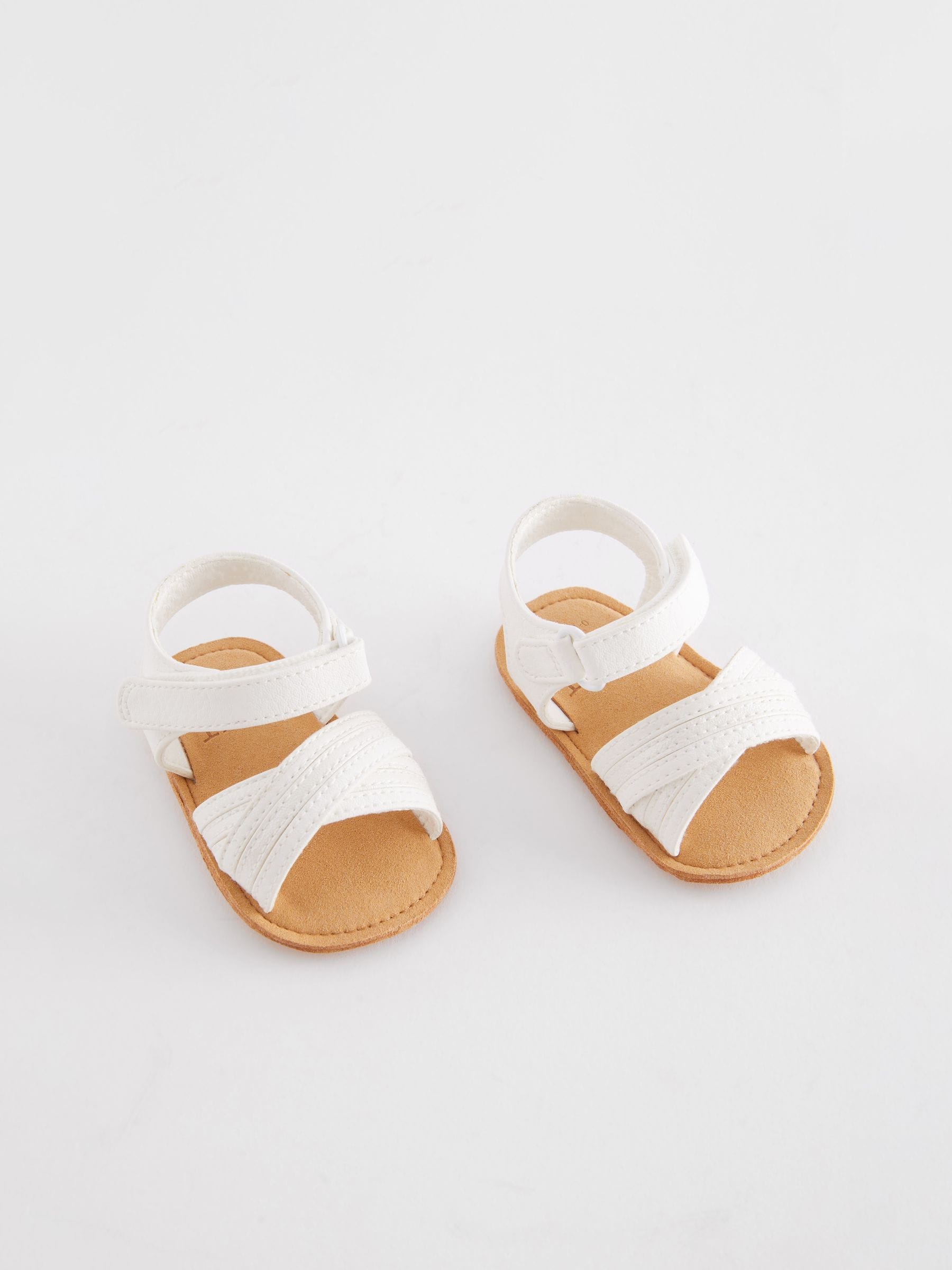 White Cross Strap Baby Sandals (0-24mths)