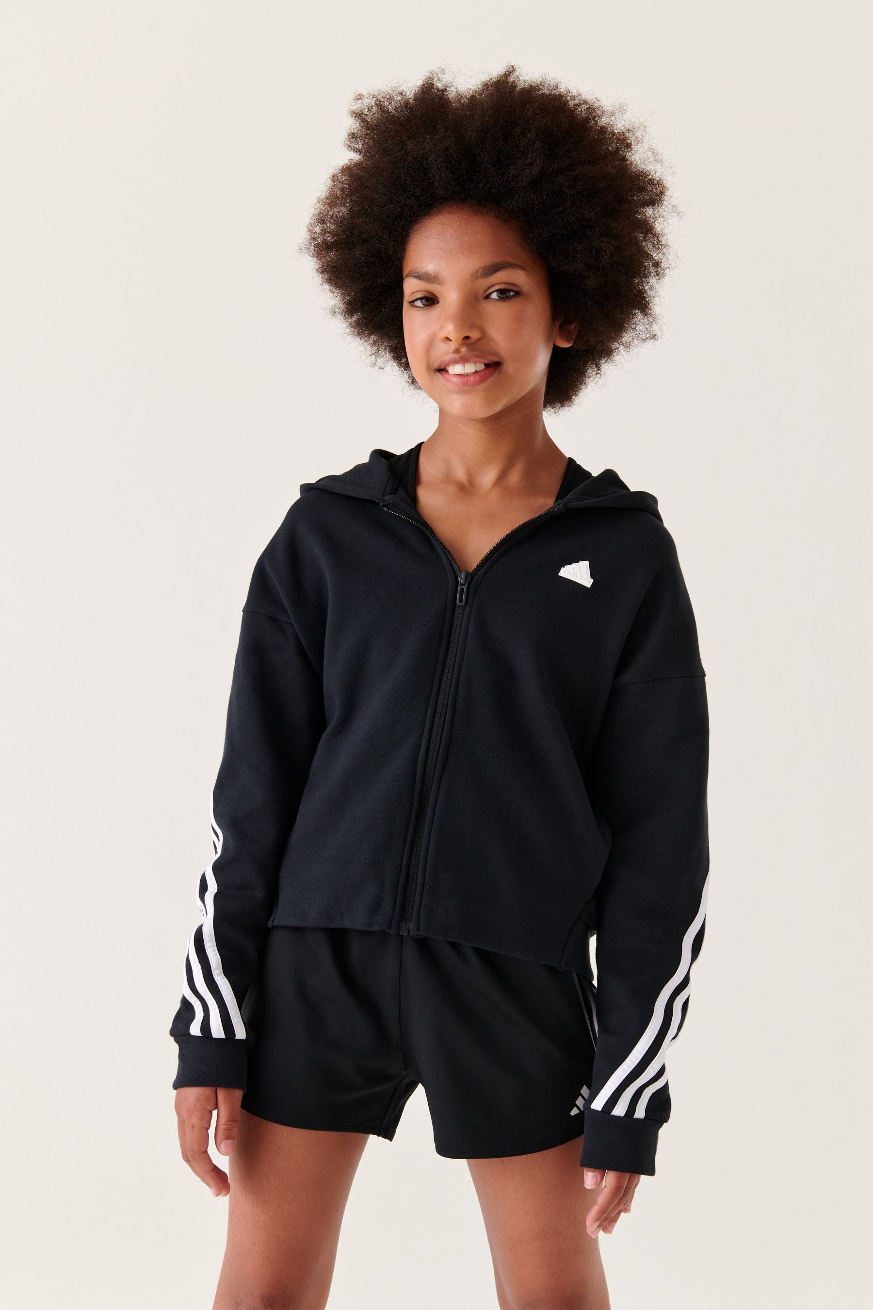 adidas Black Future Icons 3-Stripes Full-Zip Hoodie