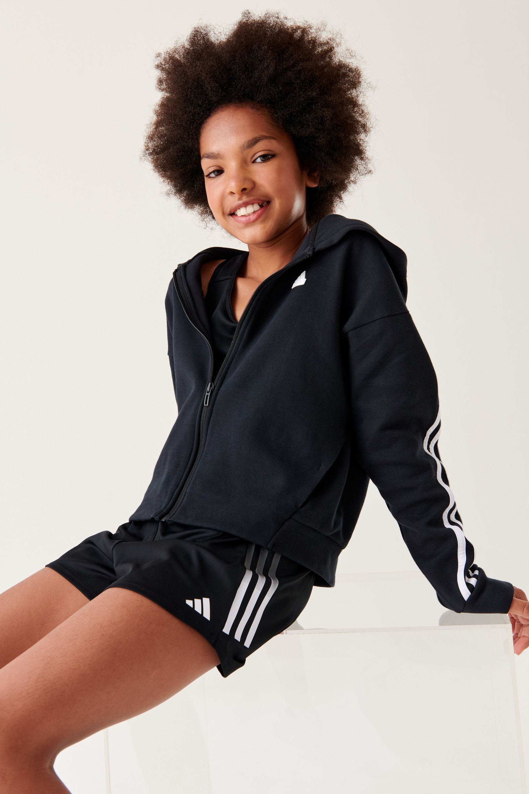 adidas Black Future Icons 3-Stripes Full-Zip Hoodie