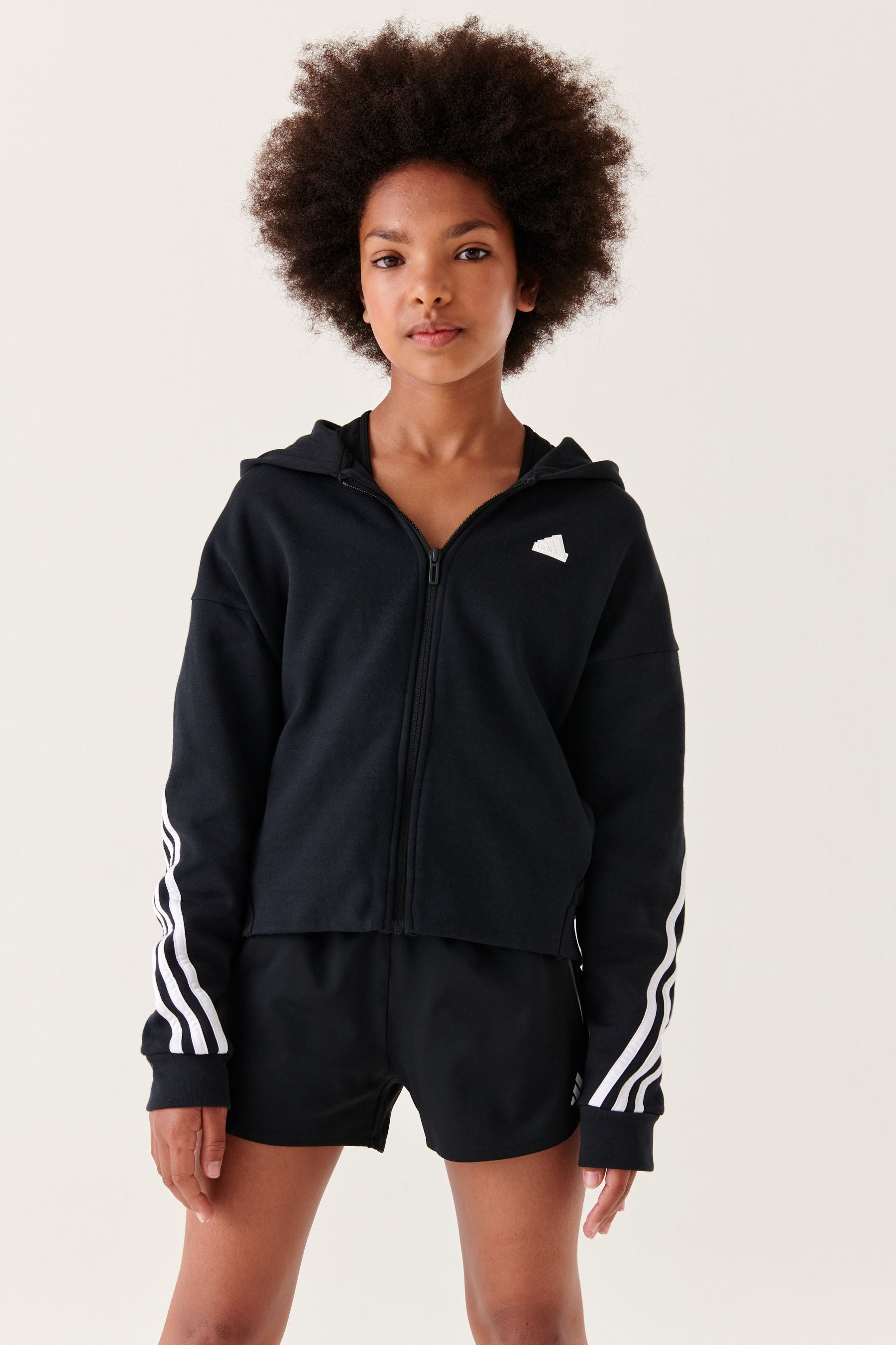 adidas Black Future Icons 3-Stripes Full-Zip Hoodie