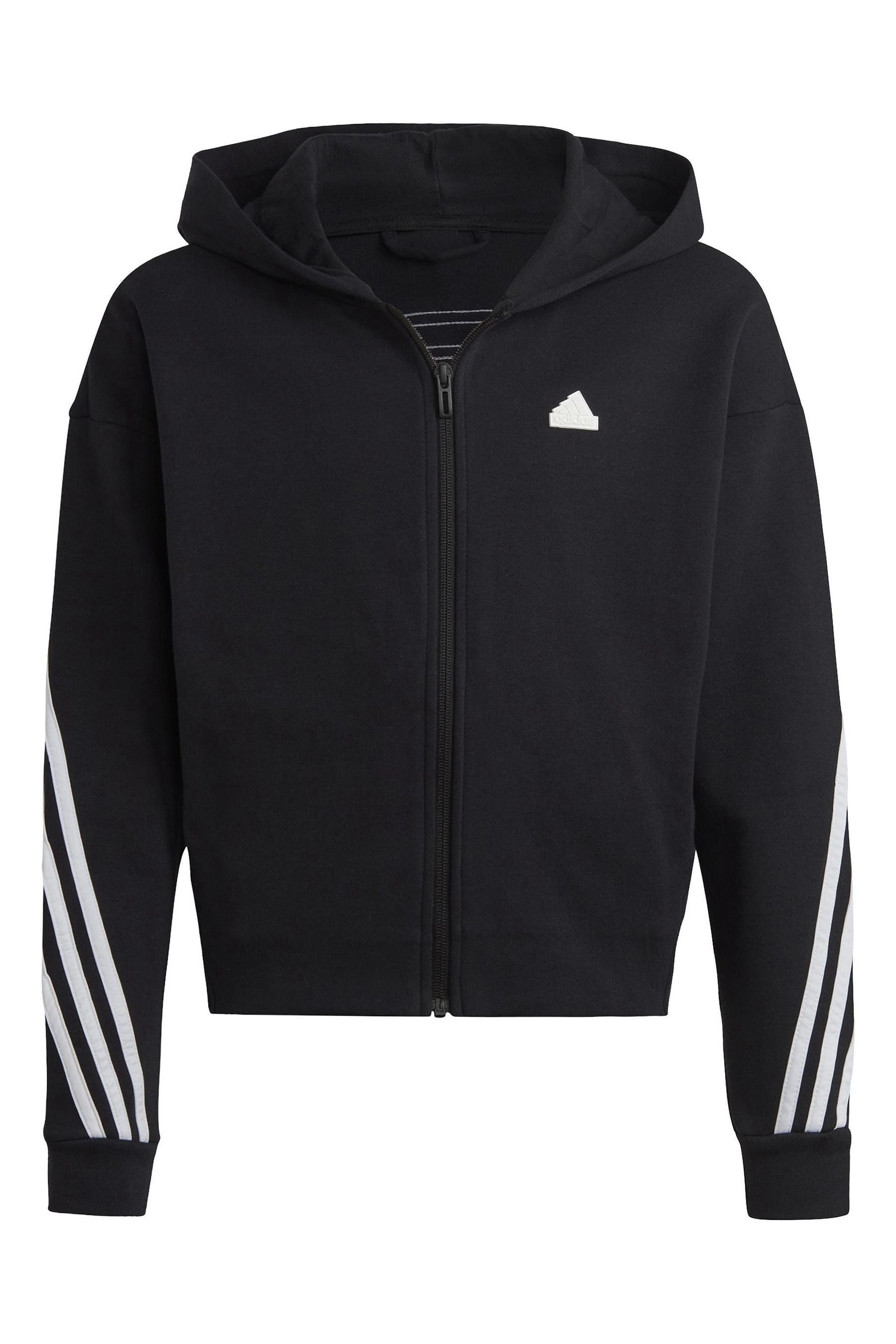 adidas Black Future Icons 3-Stripes Full-Zip Hoodie