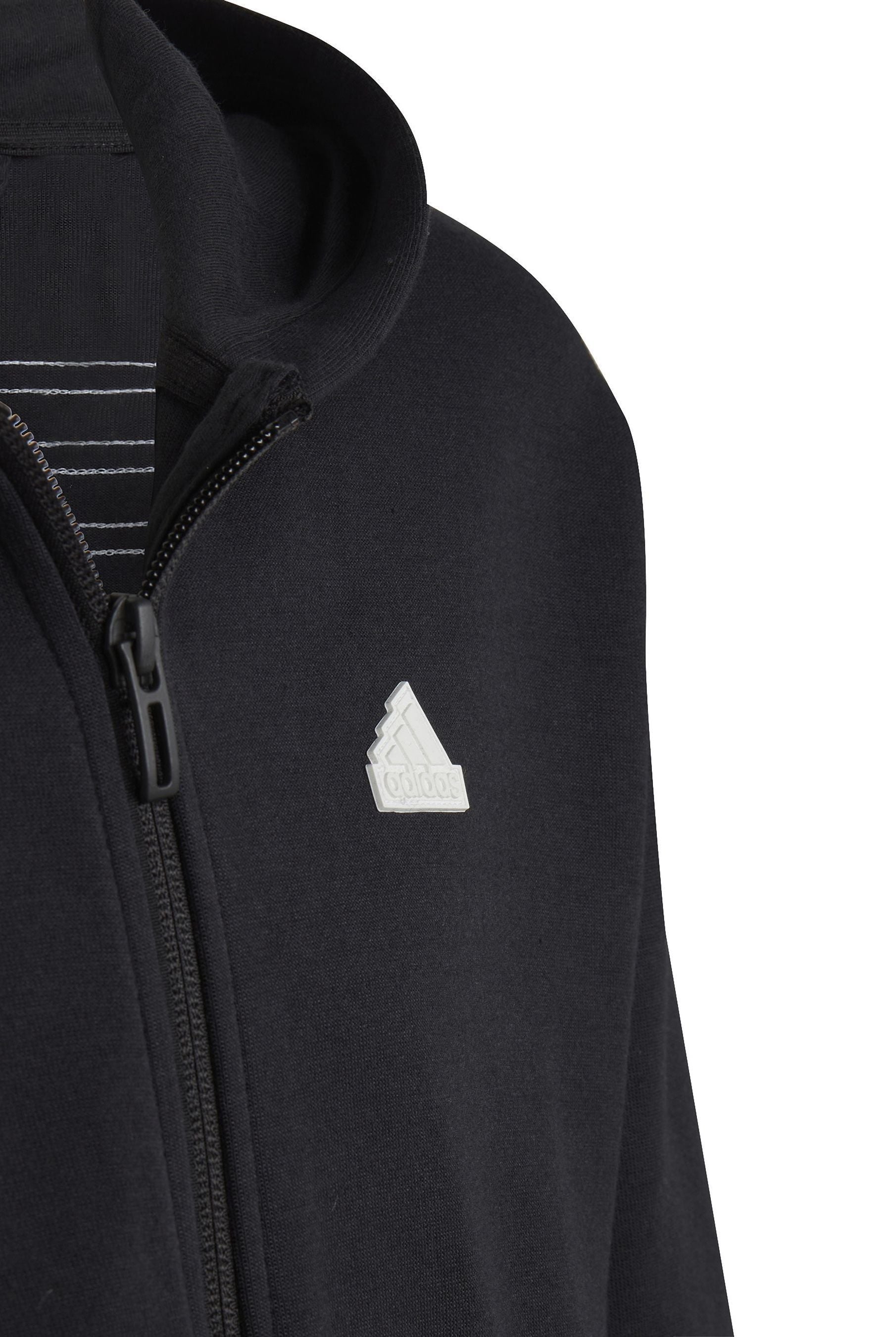 adidas Black Future Icons 3-Stripes Full-Zip Hoodie