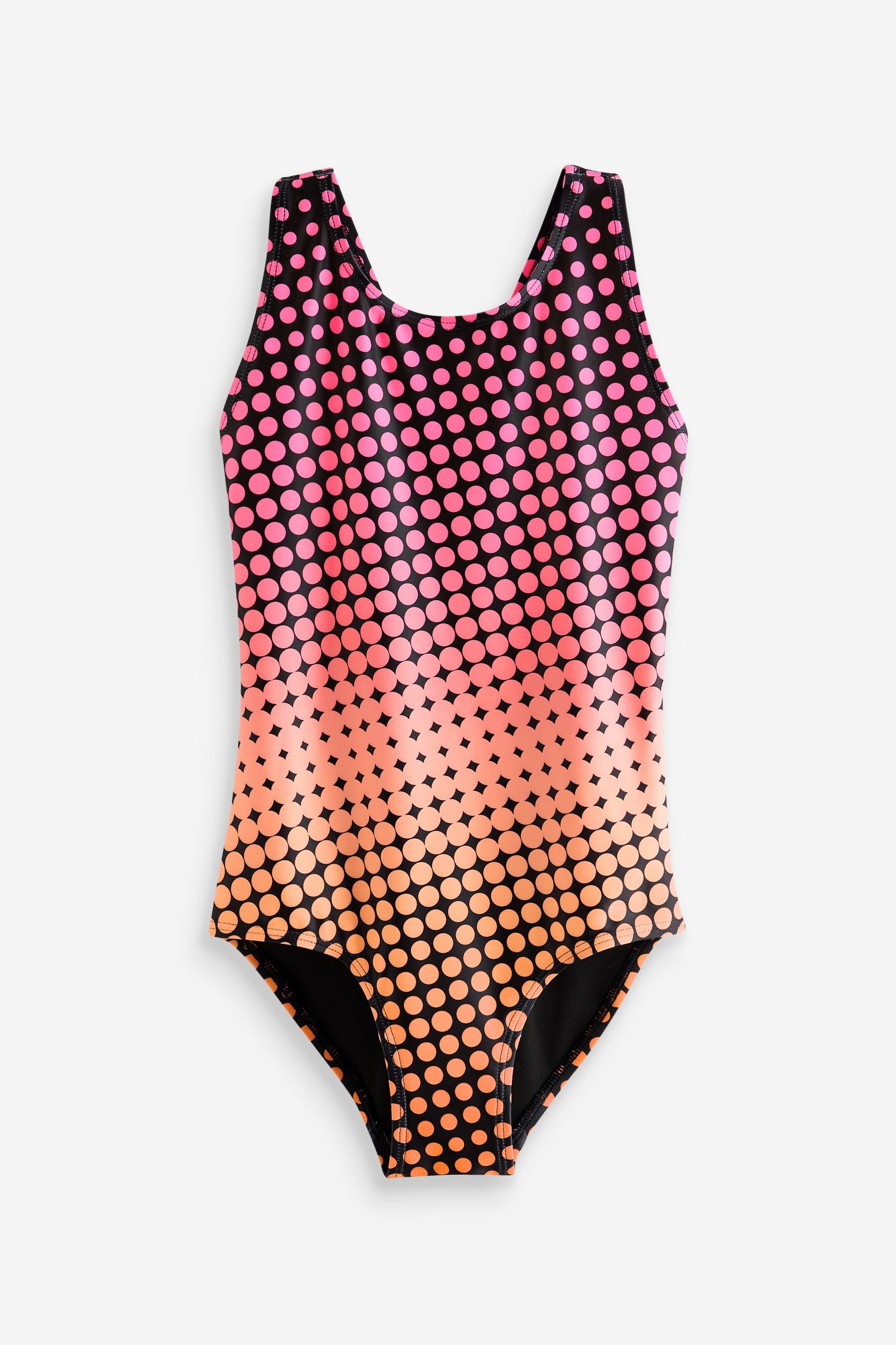 Pink/Black Geo Sports Cross-Back Swimsuit (3-16yrs)