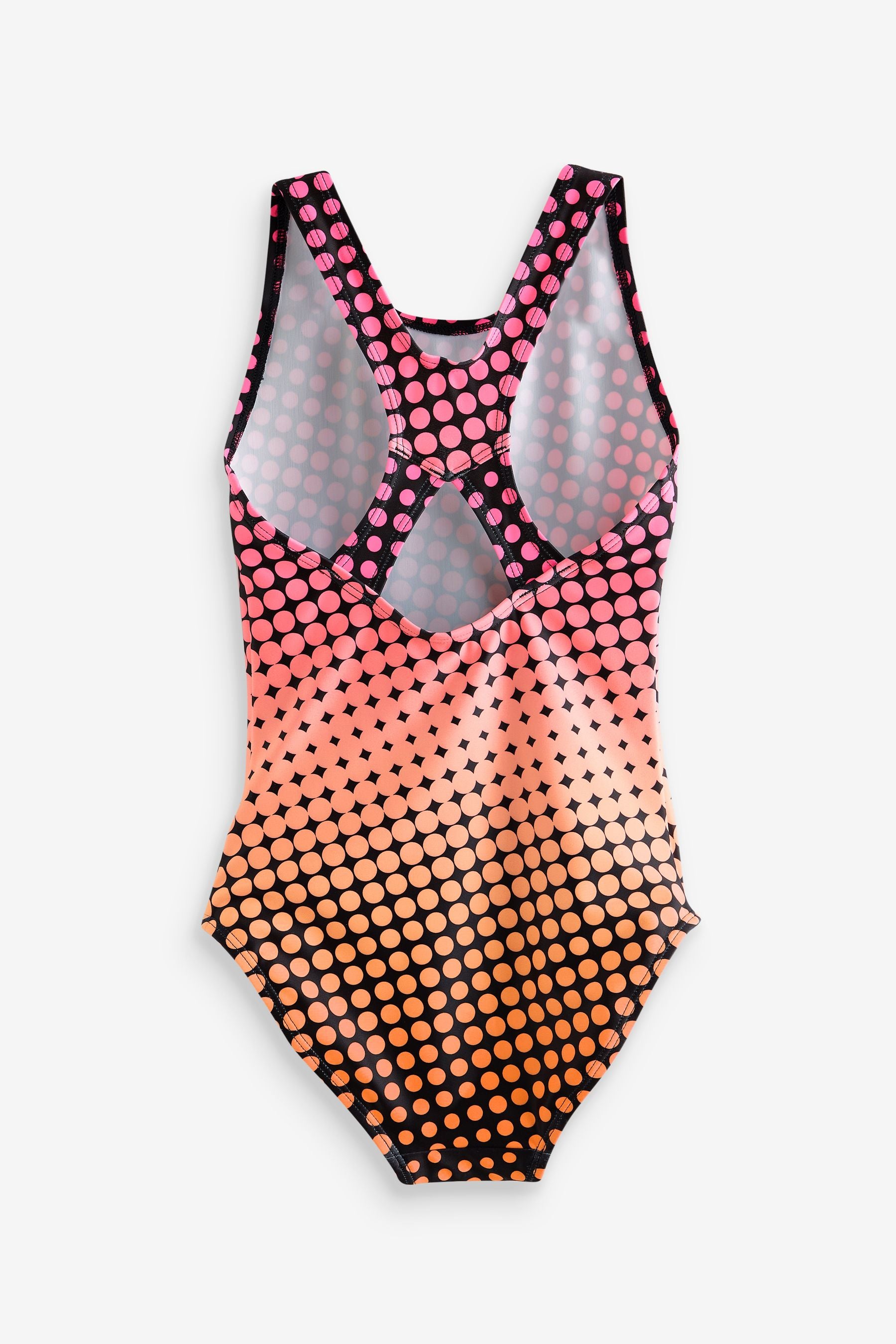 Pink/Black Geo Sports Cross-Back Swimsuit (3-16yrs)