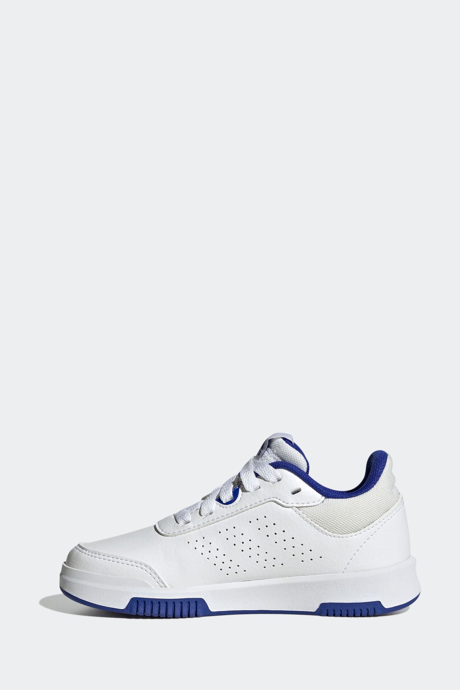 adidas White/Blue Tensaur Sport Lace Up Trainers