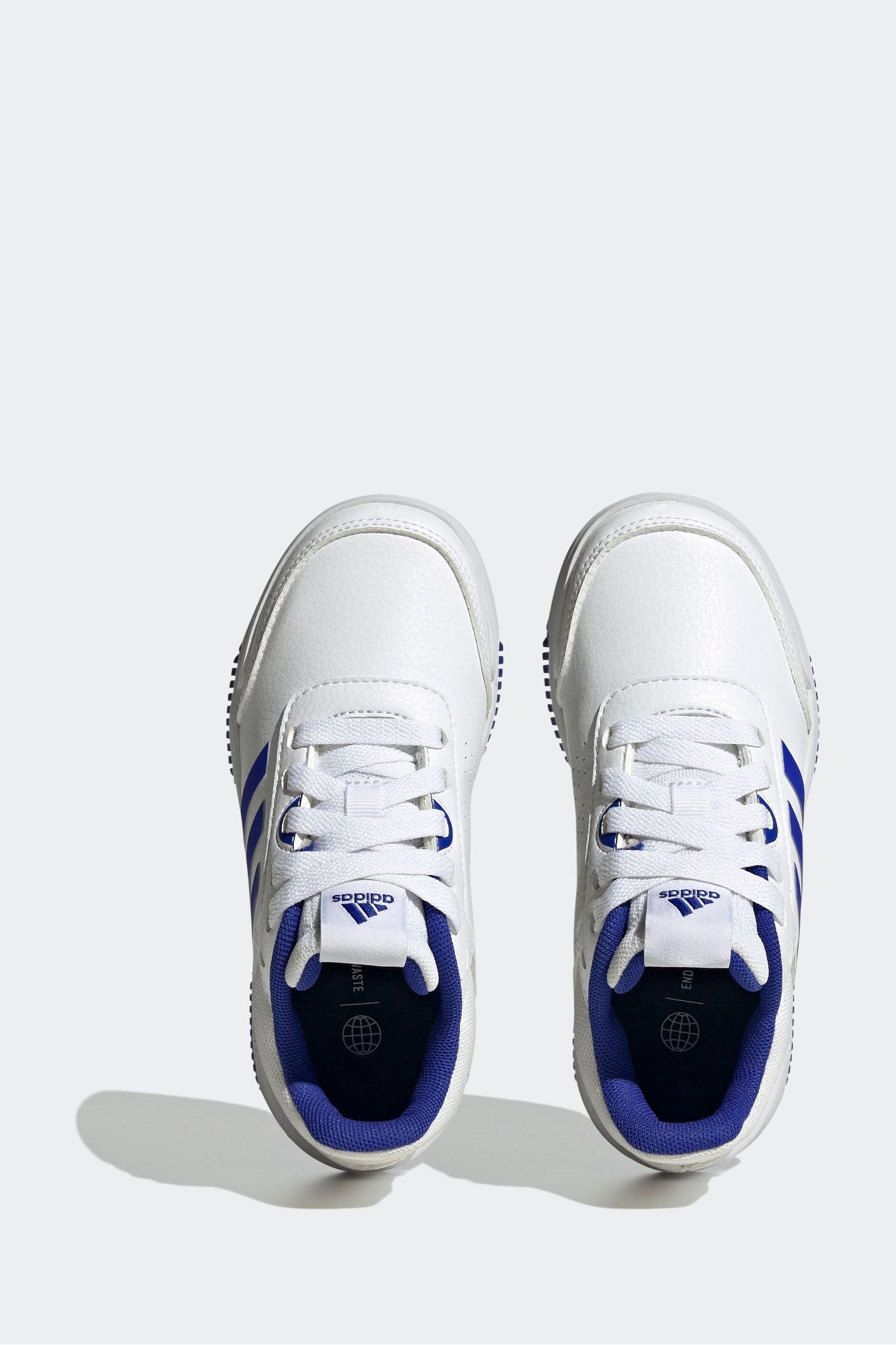 adidas White/Blue Tensaur Sport Lace Up Trainers