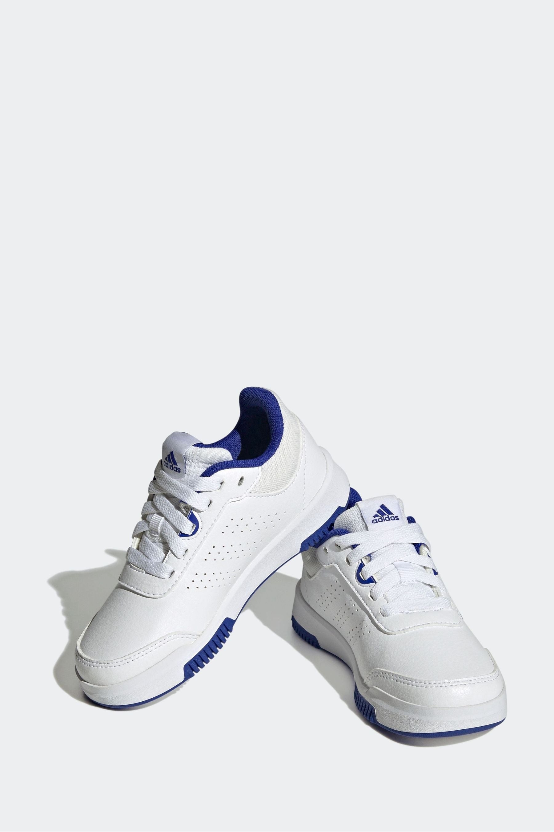 adidas White/Blue Tensaur Sport Lace Up Trainers